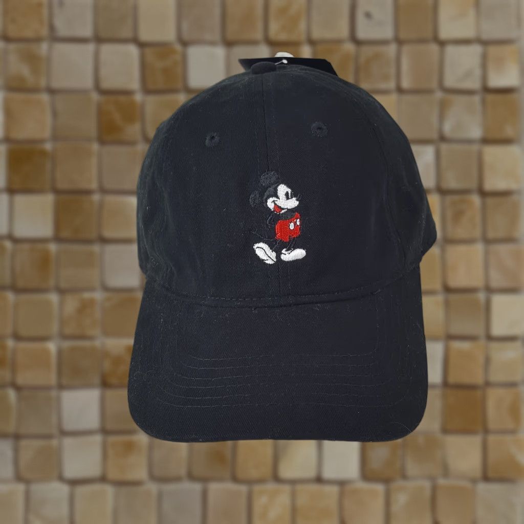 Disney VINTAGE Disney Mickey Mouse Embroidered Snapback Baseball Cap Hat Adult One Size Black Cotton Adjustable 90s 00s Retro USA Baseball Cap Mens Size ONE SIZE - 1 Thumbnail