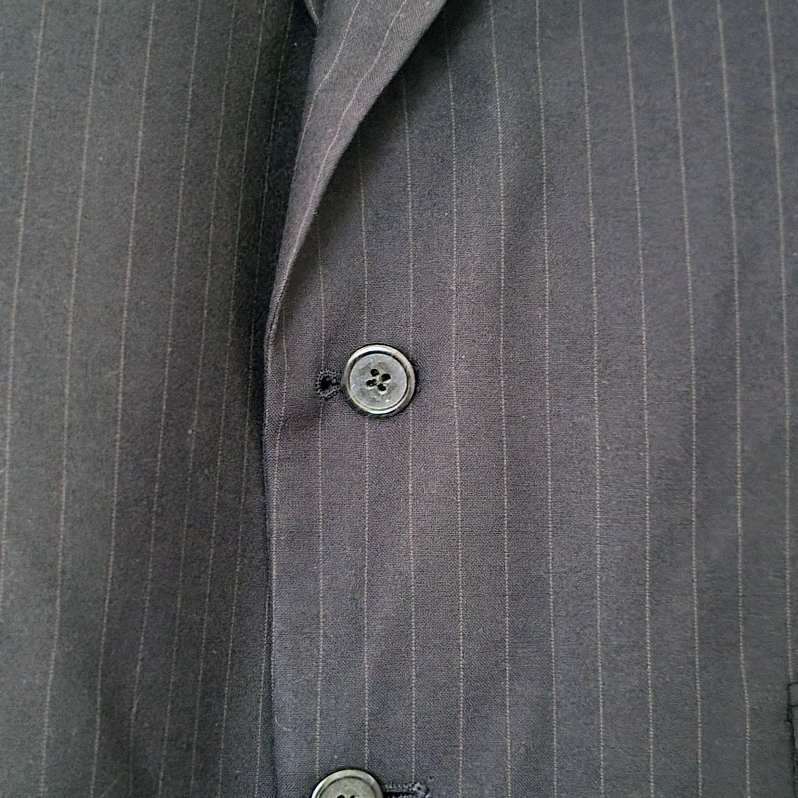 Burberry Burberrys Professional Business Black Pinstripe Wool Suit Size 44R - 6 Thumbnail