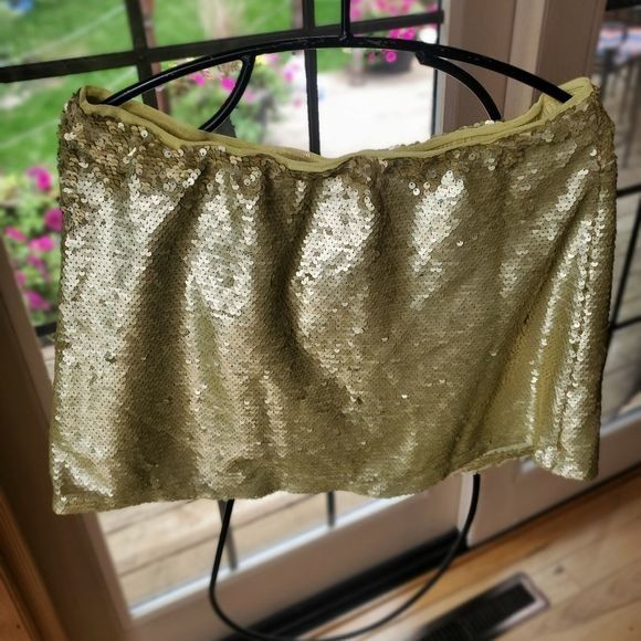 Anthropologie Anthropologie Sequin Gold Lined Sz. M Tube Top Size M / US 6-8 / IT 42-44 - 2 Thumbnail