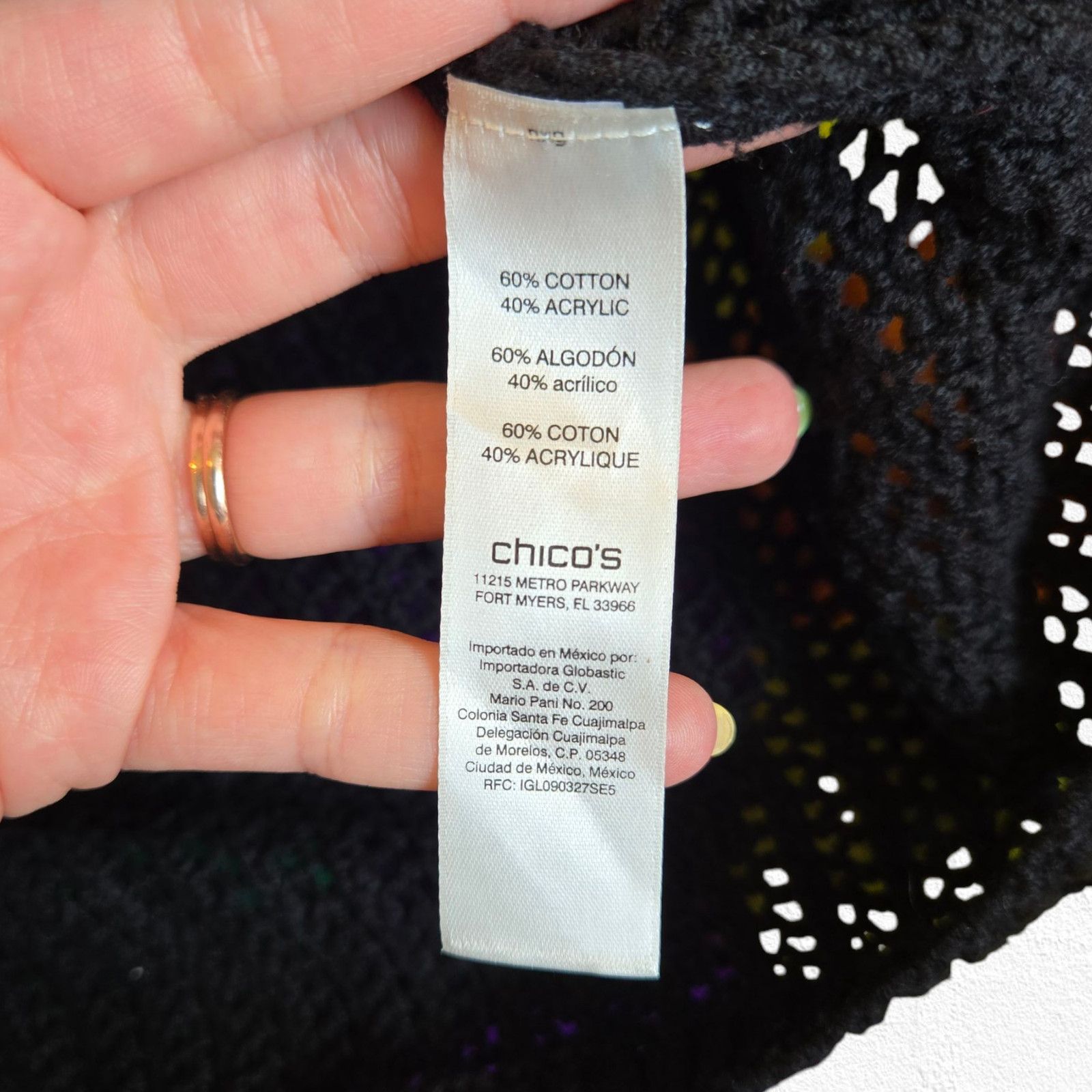 Chicos Chico’s Black White Open Knit Sweater Size Medium Size M / US 6-8 / IT 42-44 - 7 Thumbnail
