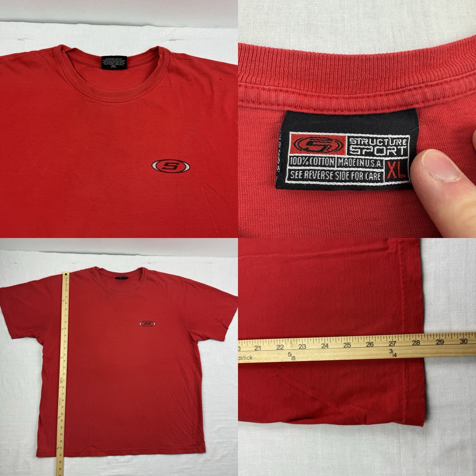 Vintage Vintage Structure T Shirt Adult XL Red Grunge Hipster Punk 90s Y2K Graphic Sport Size US XL / EU 56 / 4 - 8 Thumbnail