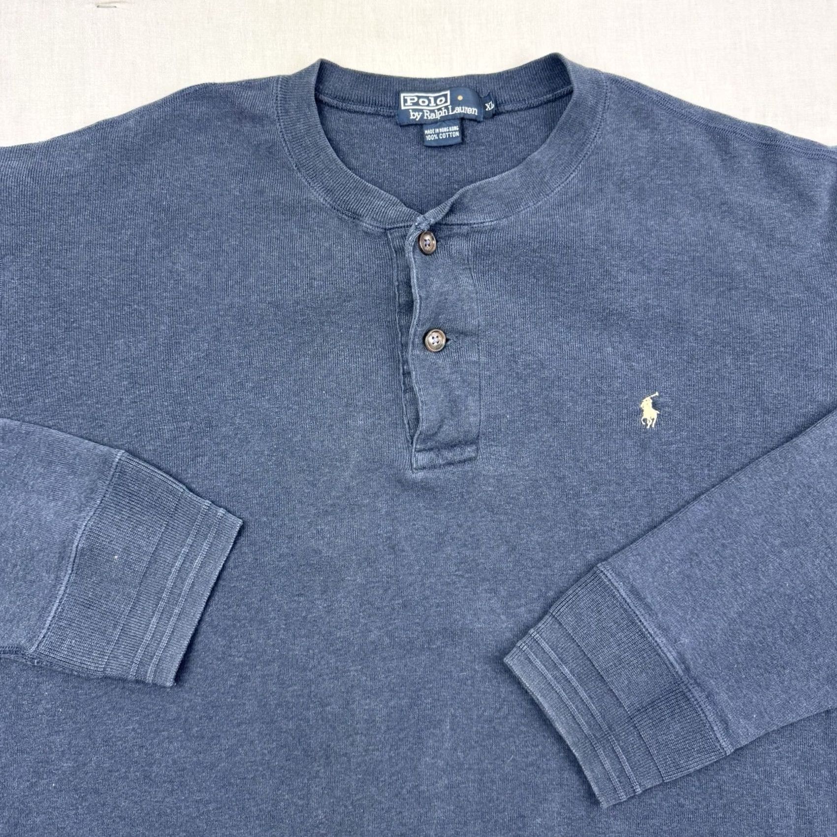 Polo Ralph Lauren VINTAGE Polo Ralph Lauren Henley Shirt Adult XL Long Sleeve Blue 90s Mens Size US XL / EU 56 / 4 - 2 Thumbnail