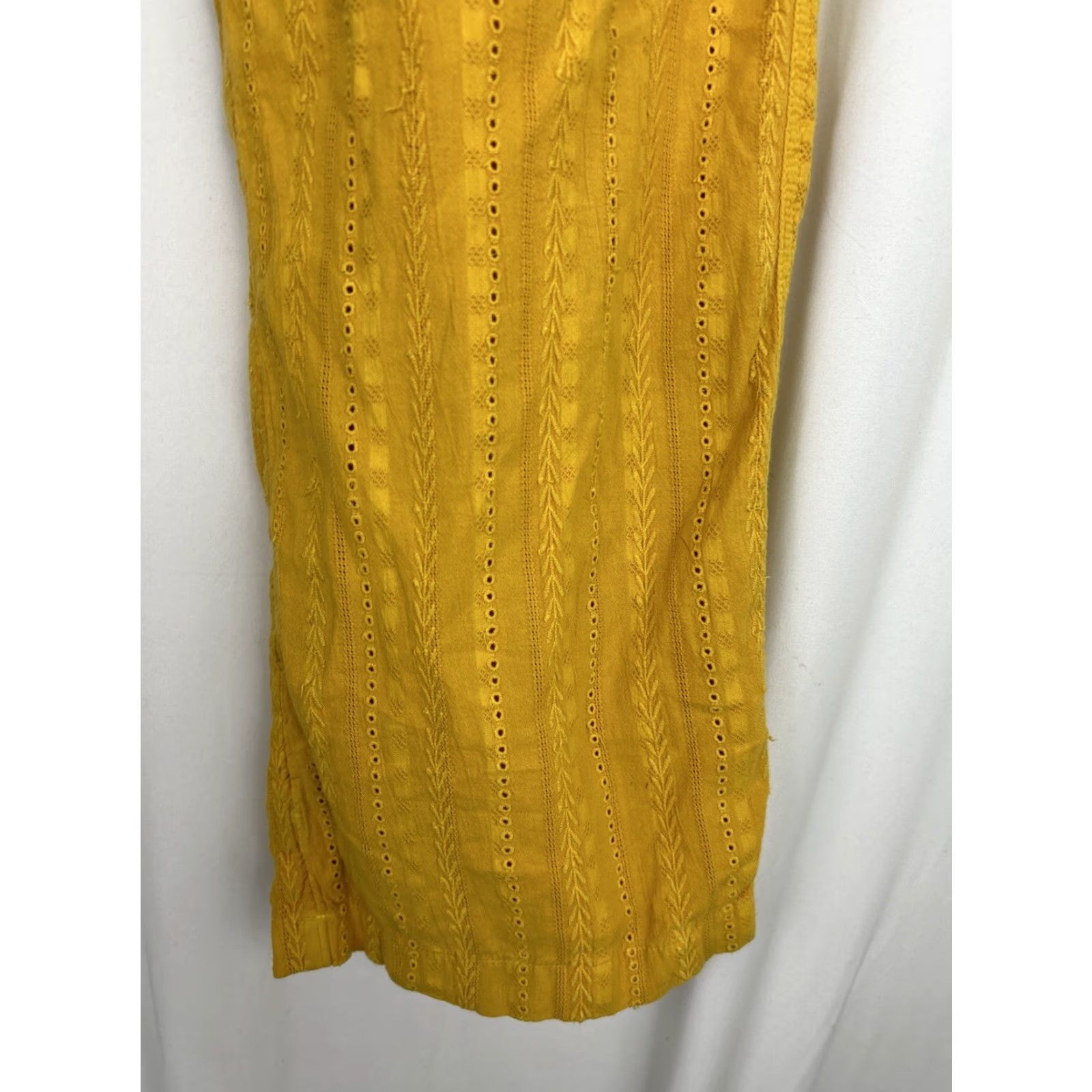 Vintage Sundance Womens Pants Medium Yellow Eyelet Patch Pocket Wide-Leg Stains Chambray Cotton Baggy Casual Spring Summer Size 32" / US 10 / IT 46 - 6 Thumbnail
