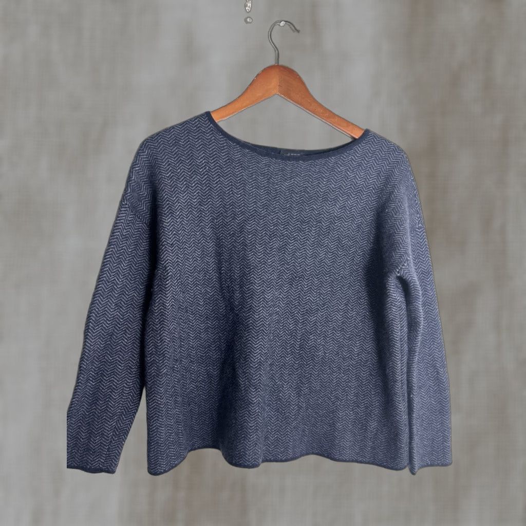 J. Jill J. Jill Wearever Pullover Sweater S Petite Gray Herringbone Wool Blend Womens Size S / US 4 / IT 40 - 1 Thumbnail