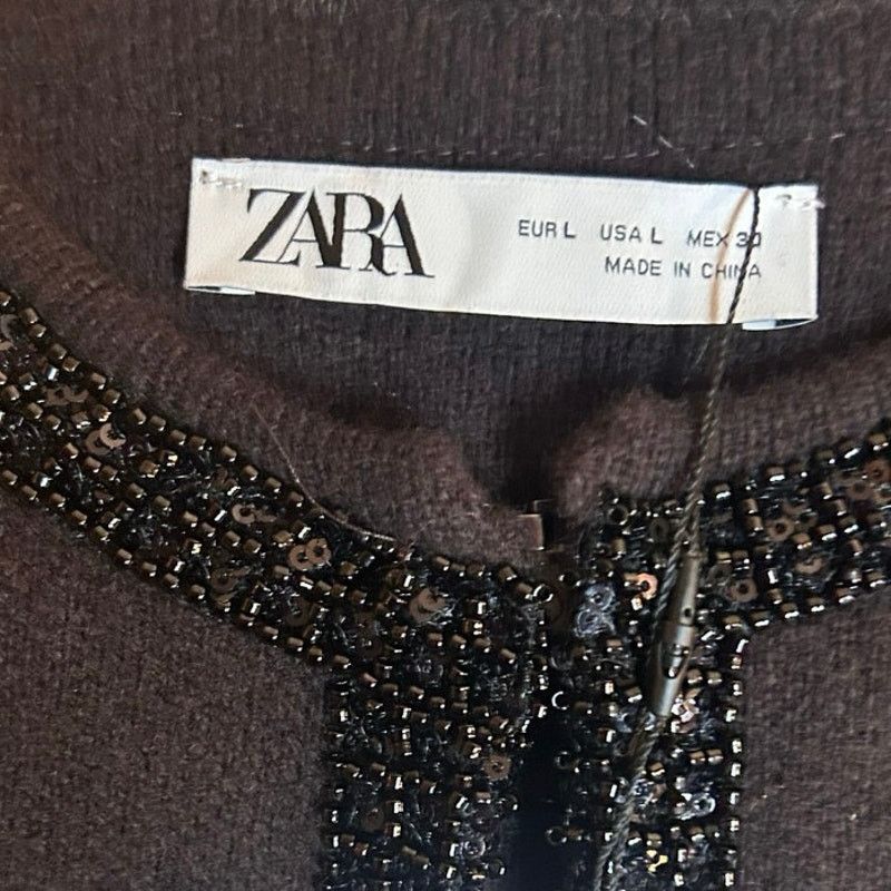 Zara Nwt- Zara 100% WOOL BEADED KNIT CARDIGAN-Large Size L / US 10 / IT 46 - 7 Thumbnail