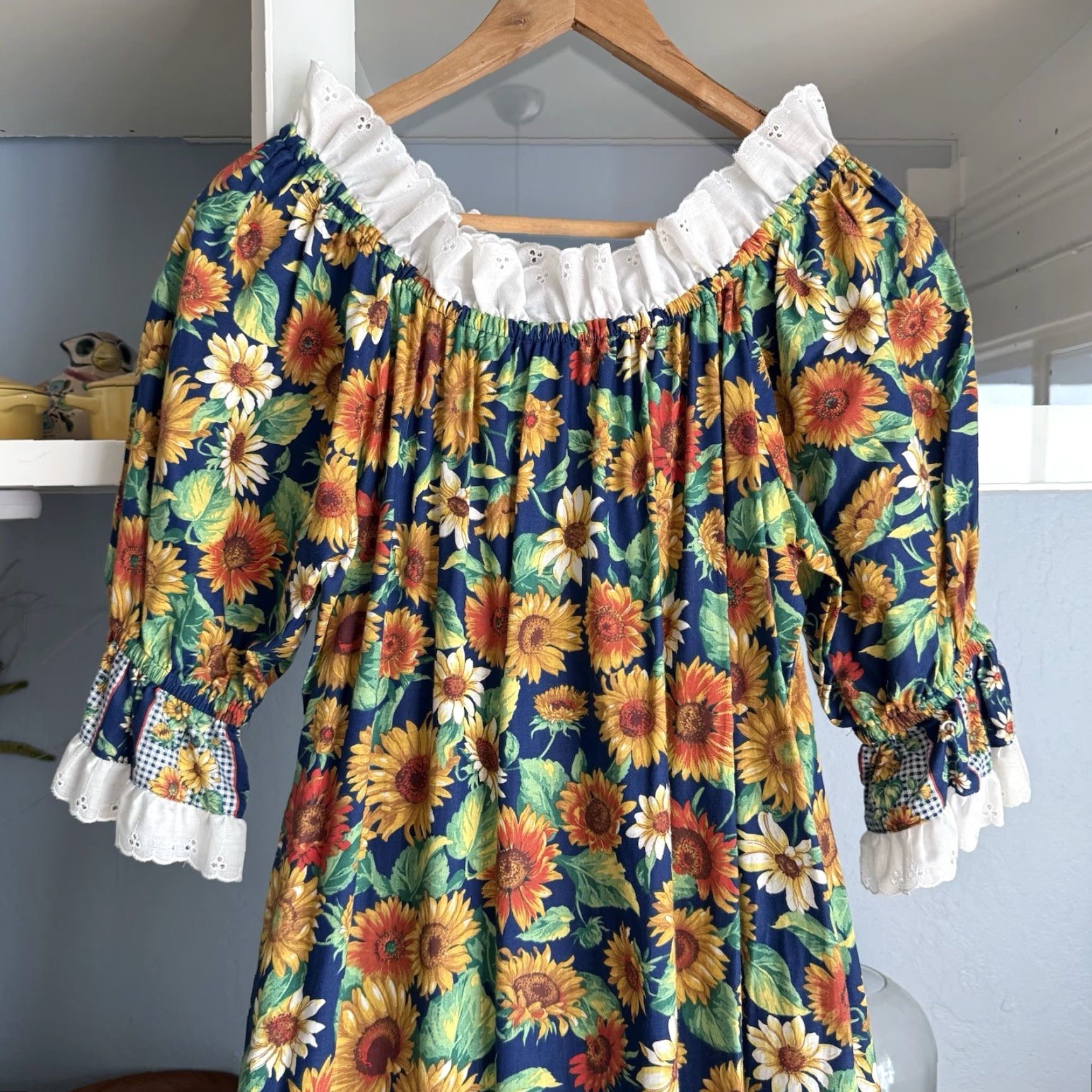 fashion and design dresses Hawaiian Muumuu PuaPuaLani Ruffle Dress Long [Niihau] Teal Teal / S / Cotton main image 0