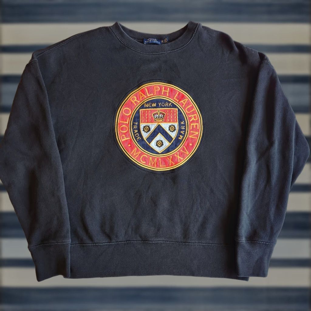 Ralph Lauren Polo Ralph Lauren Women's XS Black Knit Embroidered Crest Sweatshirt Pullover Activewear Size XS / US 0-2 / IT 36-38 - 1 Thumbnail