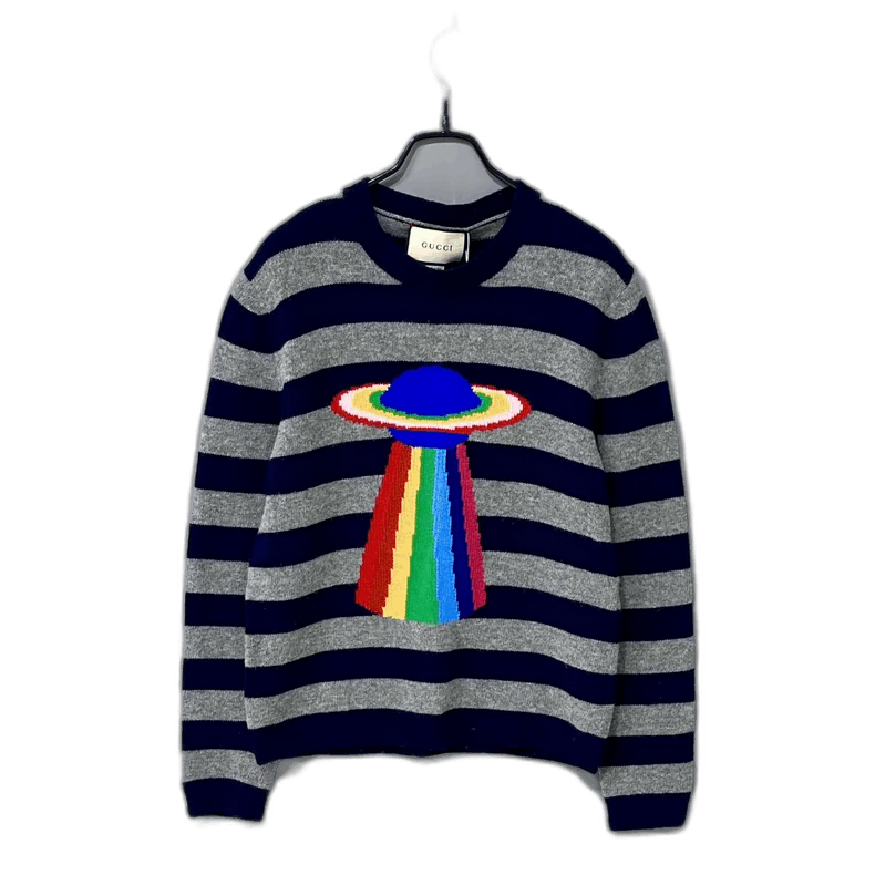 Gucci Rainbow Striped Gray Blue Sweater-2506