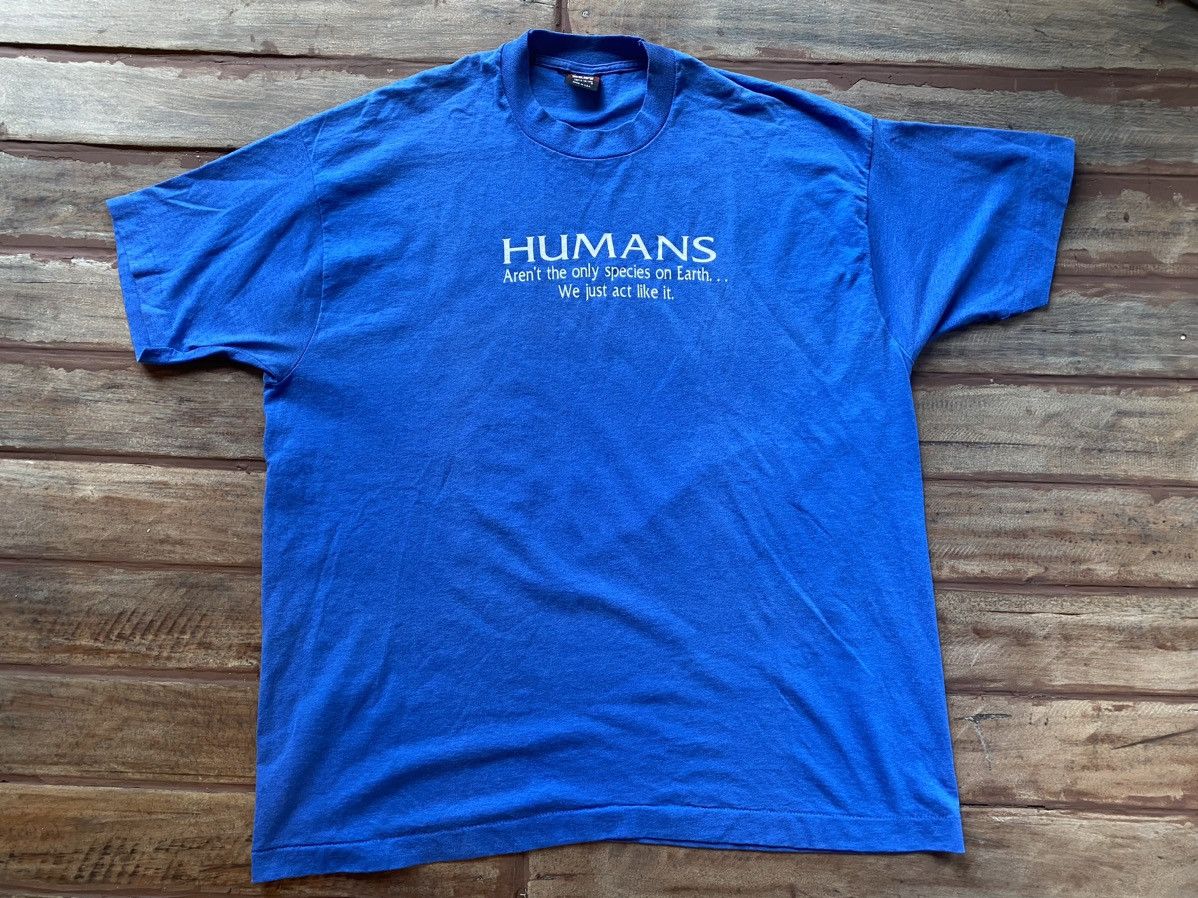 Vintage Vintage 1990s Human T shirt Size US XXL / EU 58 / 5 - 1 Thumbnail