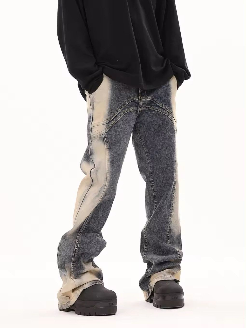 Designer × Vintage Design Streetwear Washed Tie Dye Flared Jeans Pants Size US 36 / EU 52 - 1 Thumbnail