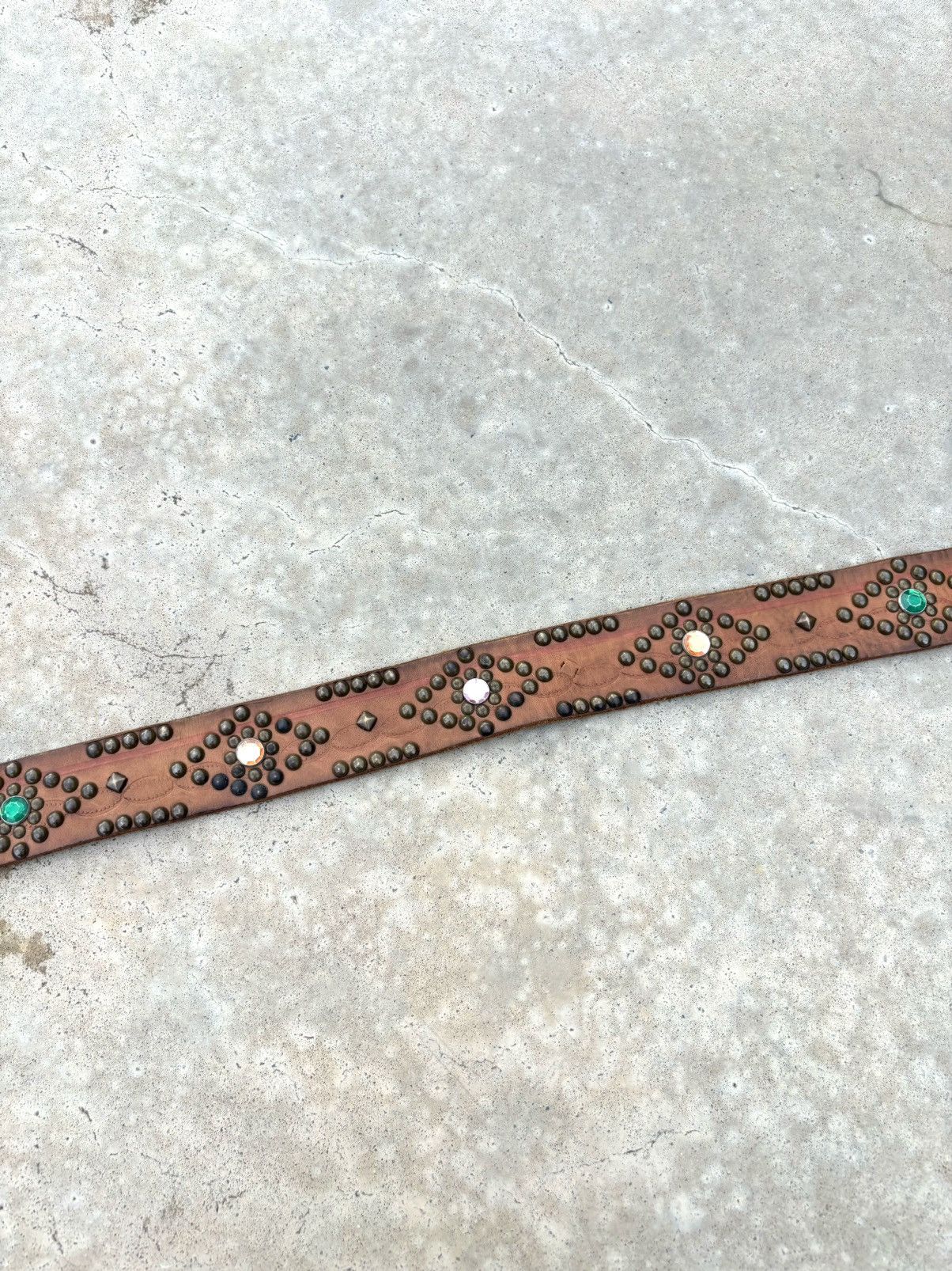 Japanese Brand Leather Design Studded Belt Rare size 35-40 Size ONE SIZE - 8 Thumbnail