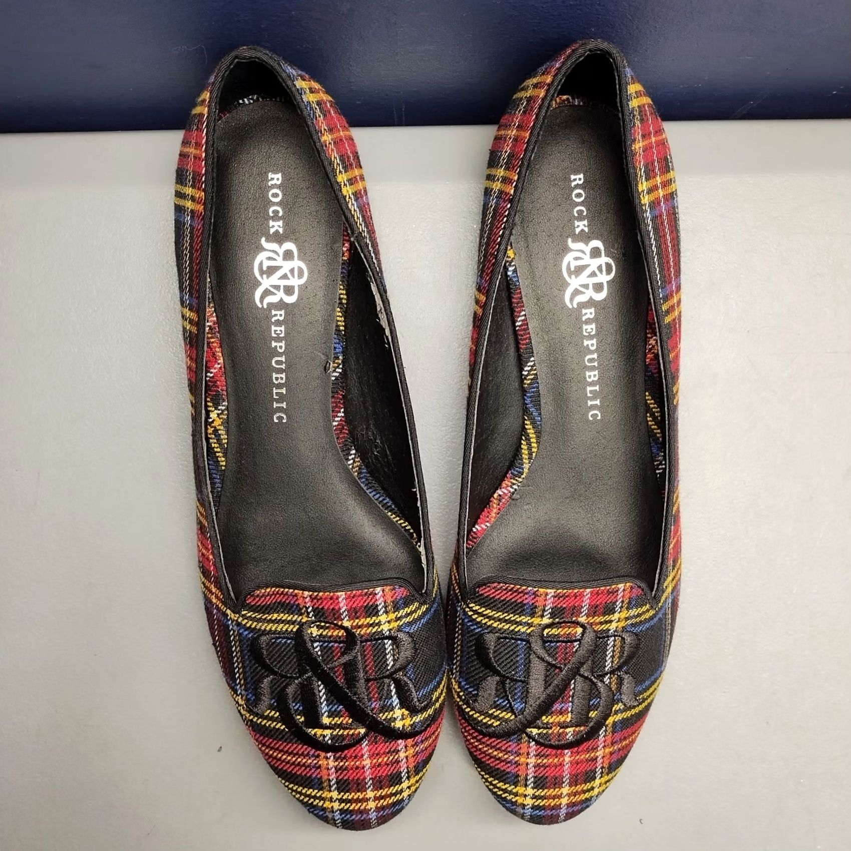 Vintage Rock & Republic Ballet Flats Womens 9.5M Multi Plaid Embroidered Logo Slip On Size US 10 / IT 40 - 7 Thumbnail