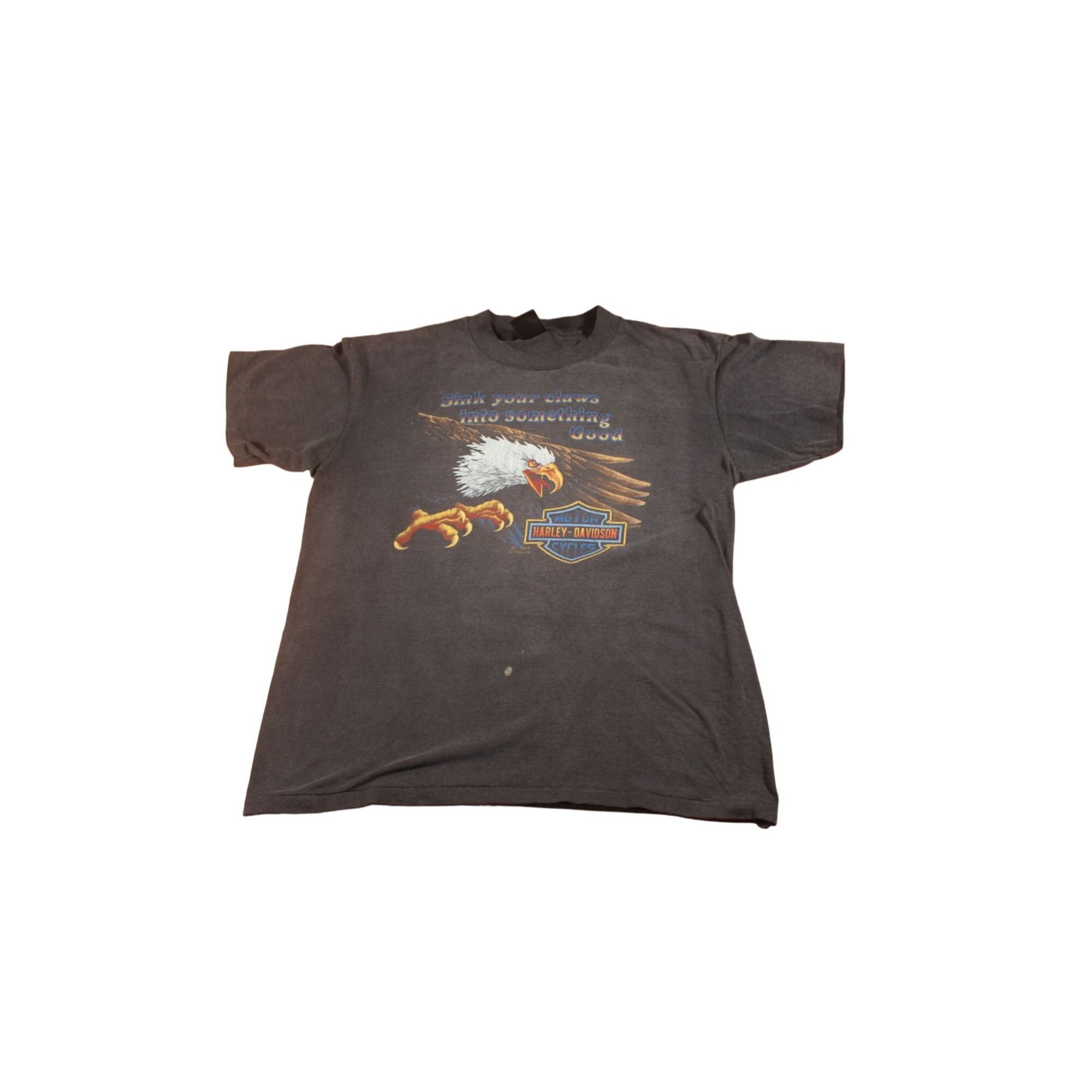 00'S Harley-Davidson Eagle Pattern Motorcycle Bike T-shirt Men's L /eaa410324