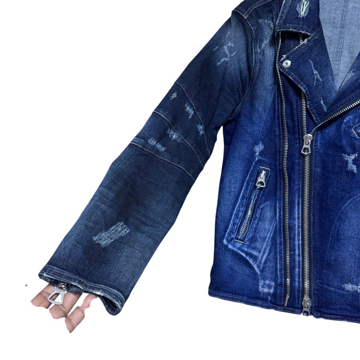 semanticdesign Semantic Design Denim Biker Jacket Distressed Size US M / EU 48-50 / 2 - 6 Thumbnail