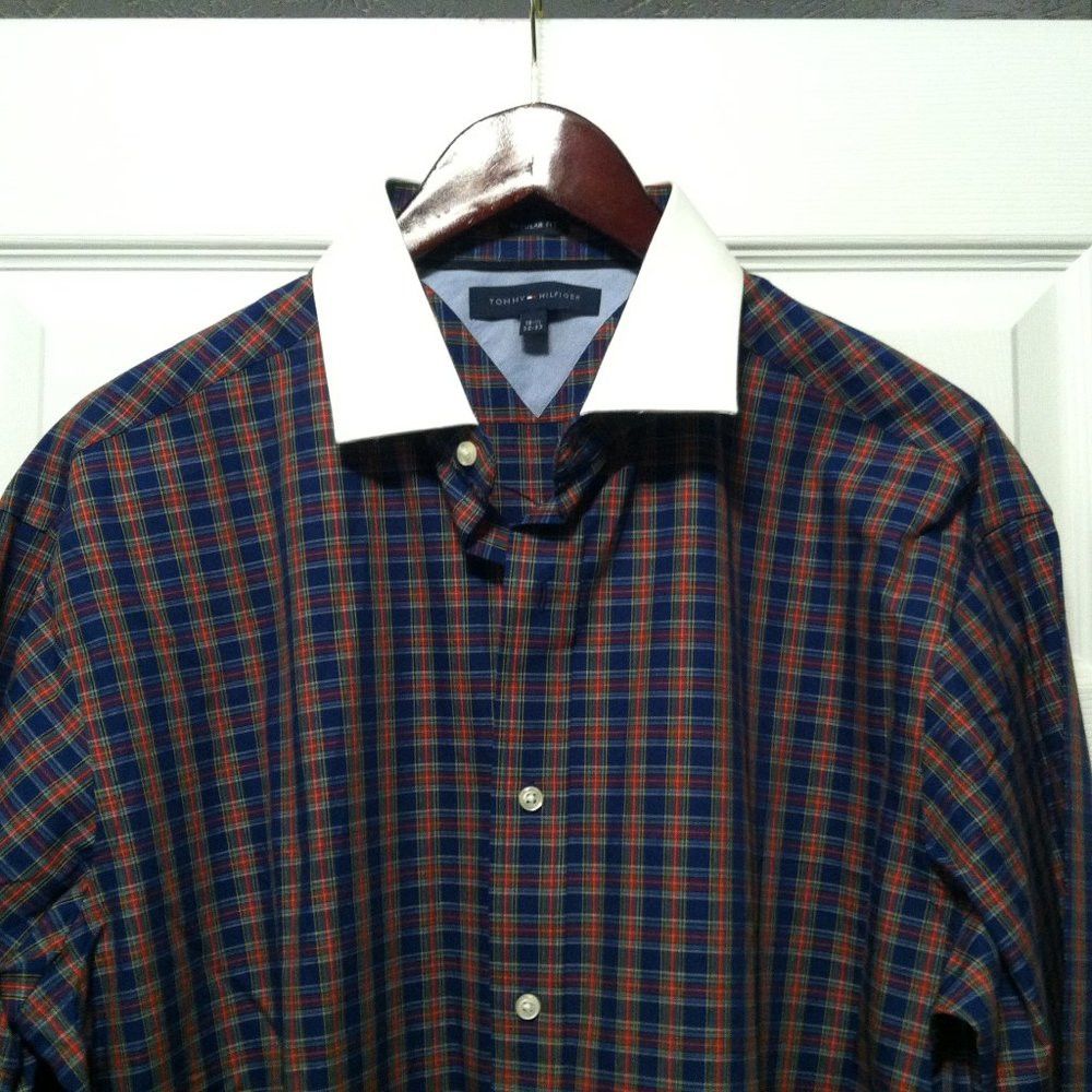 Tommy Hilfiger TOMMY HILFIGER MENS NEW NAVY COTTON DRESS SHIRT 16.5/32-33 Size US L / EU 52-54 / 3 - 2 Thumbnail
