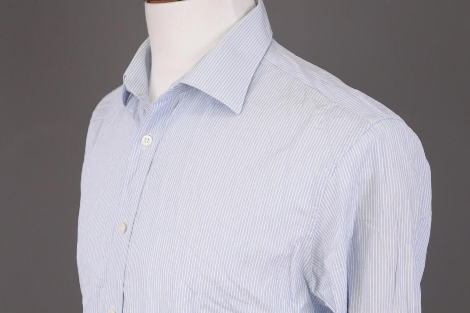 Gieves & Hawkes Gieves & Hawkes Blue Pinstripe Cuffs Dress Shirt Size 16 Size US M / EU 48-50 / 2 - 6 Thumbnail