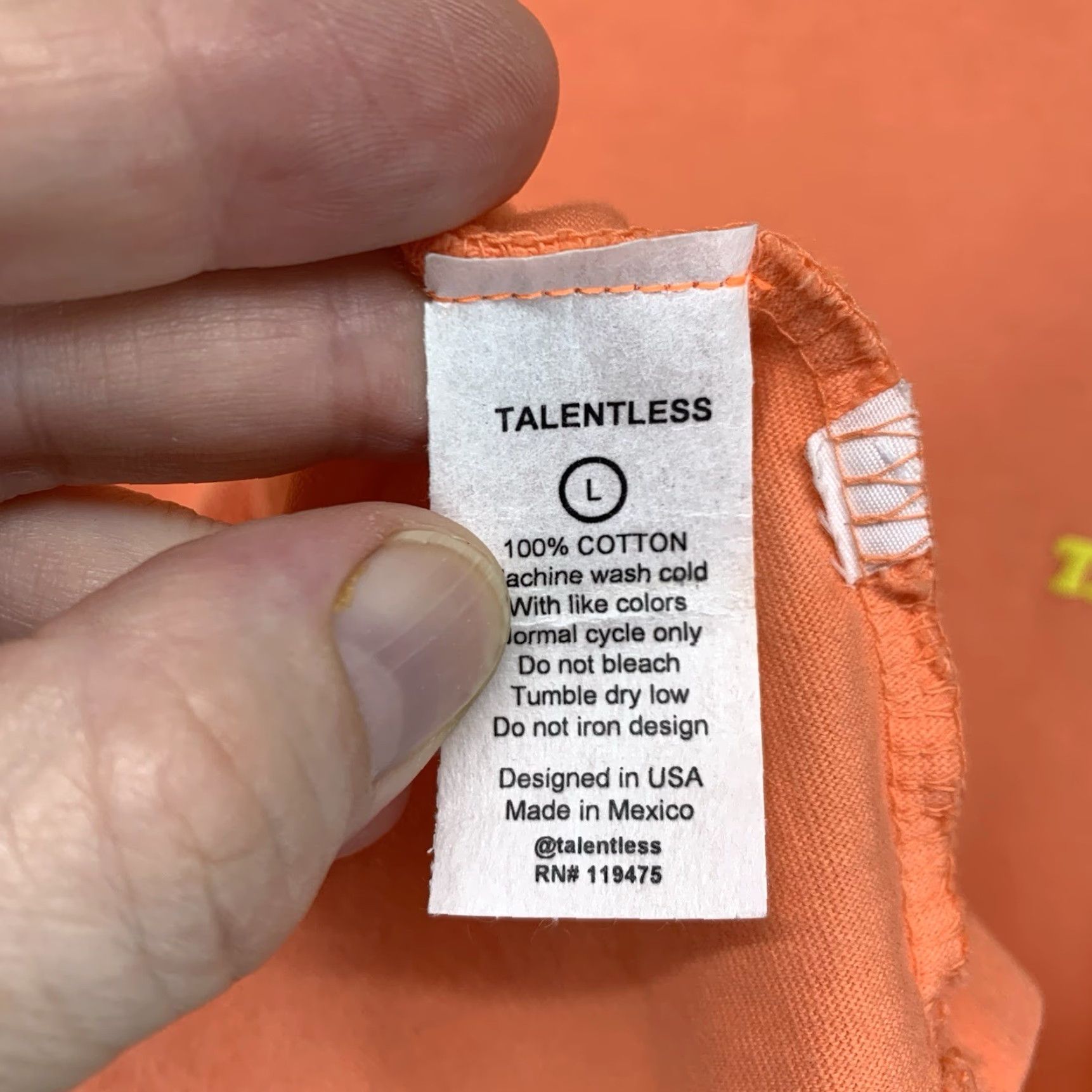 Talentless Talentless Men’s T-Shirt Cream Orange Graphic Short Sleeve Adult Large Retro 90s Cotton Size US L / EU 52-54 / 3 - 7 Thumbnail