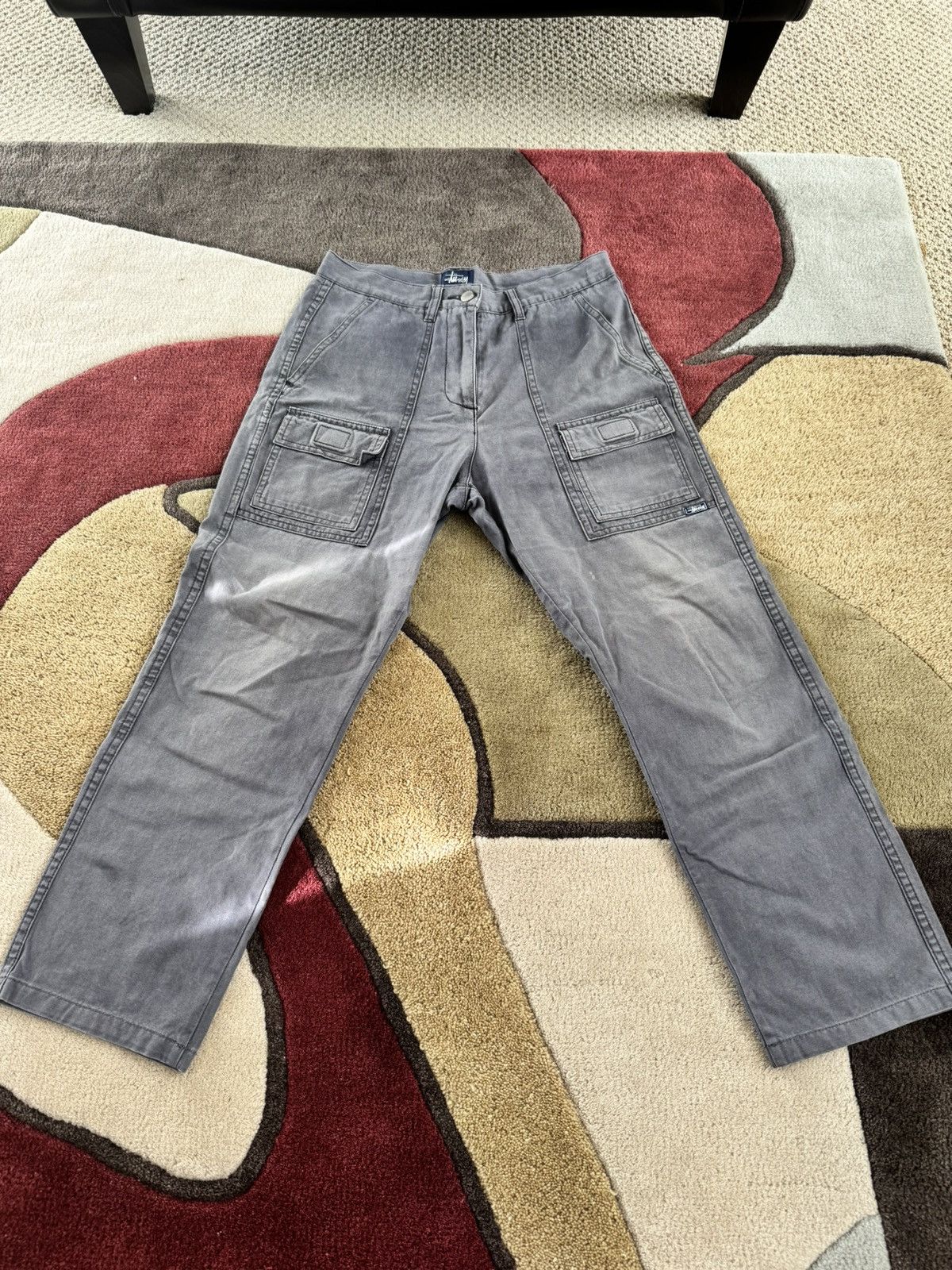 Stussy Gray Vintage Stussy Cargo Pants Size 28" / US 6 / IT 42 - 1 Thumbnail