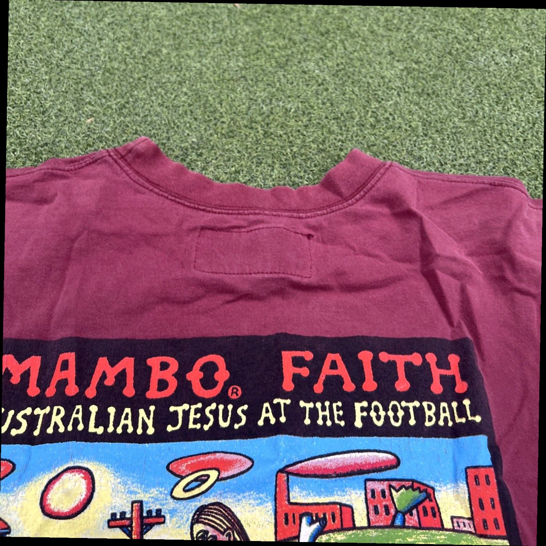 Mambo Vtg t shirt Mambo Faith Australian Jesus At The Football Medium 1996 Size US M / EU 48-50 / 2 - 5 Thumbnail