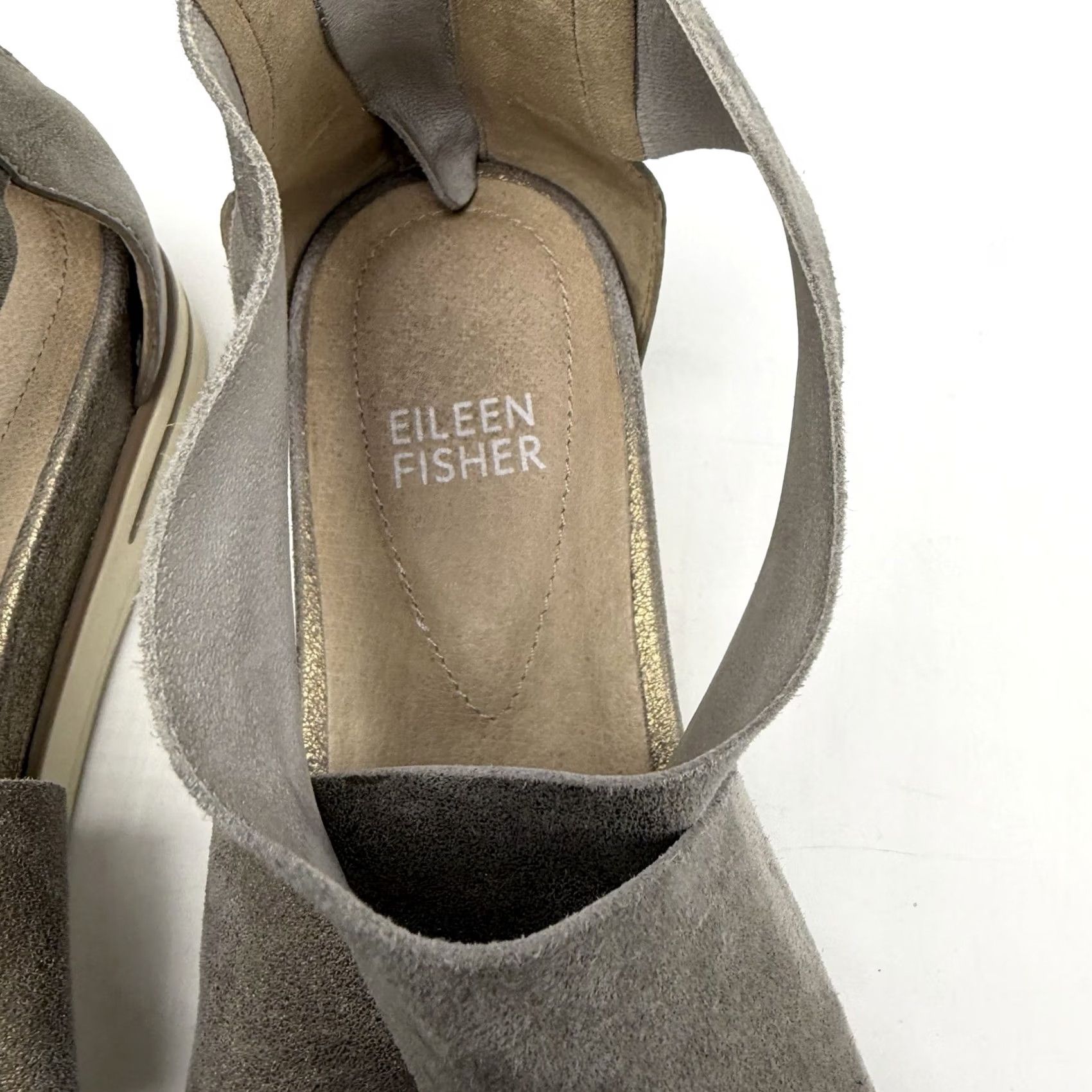 Eileen Fisher Eileen Fisher Sandal Women's Leather Metallic Crisscross Strap Platform Wedge Casual Leather 7 US Size US 7 / IT 37 - 5 Thumbnail