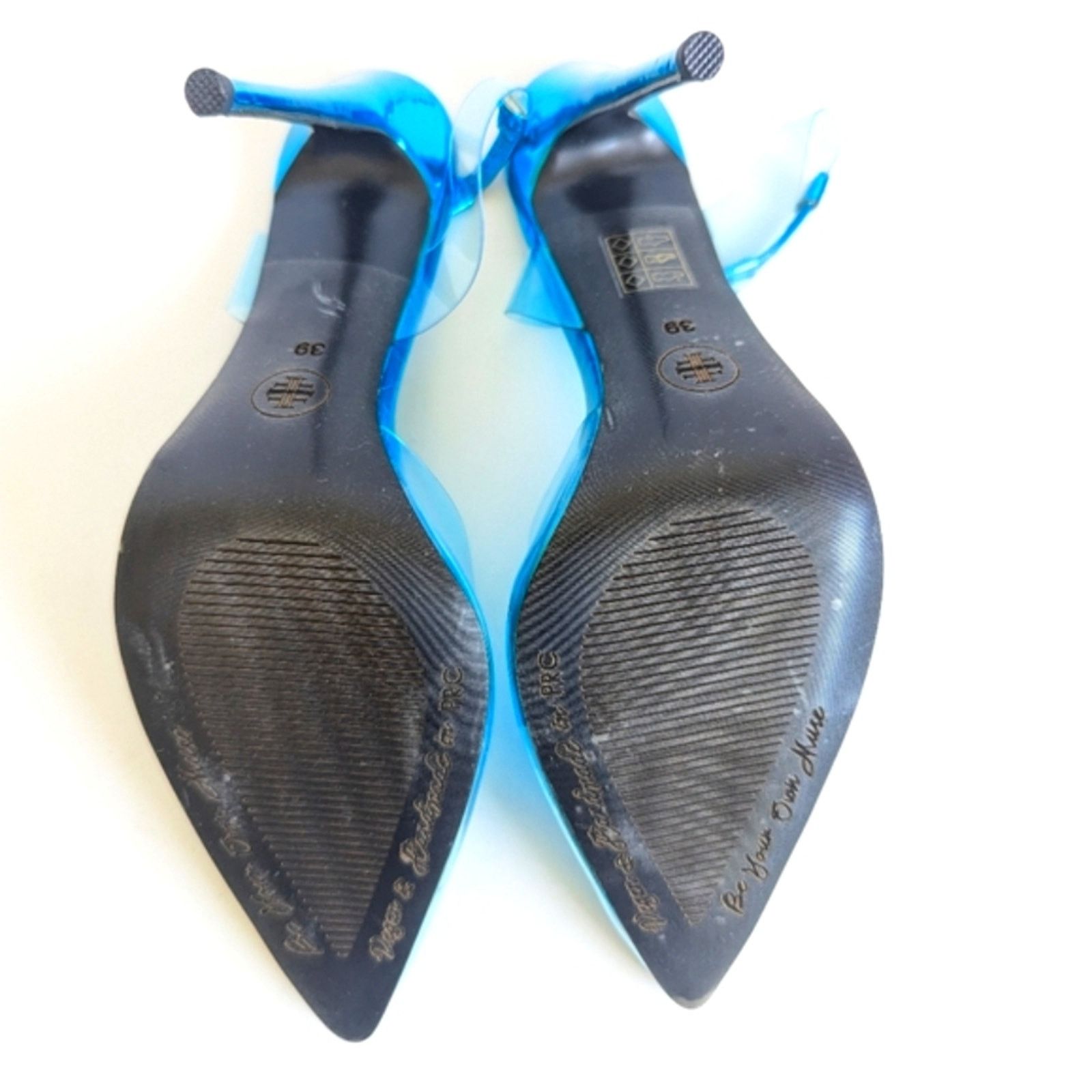 Homme + Femme La FEMME Los Angeles Transparent Blue PVC Ankle Strap Heel Pump Size US 8 / IT 38 - 10 Thumbnail