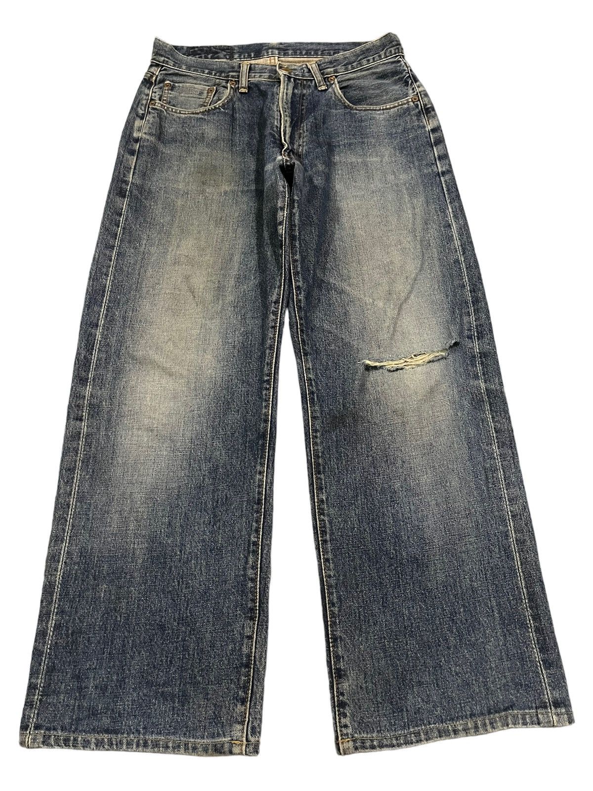 14th Addiction Vintage Japanese Brand Blue Wash Distress Baggy Jeans Size US 30 / EU 46 - 1 Thumbnail