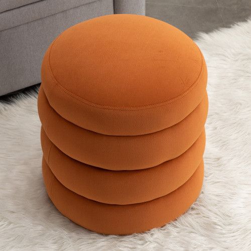 Designer × Homemade 006-Soft Velvet Round Ottoman Footrest Stool,Orange Size US L / EU 52-54 / 3 - 1 Thumbnail