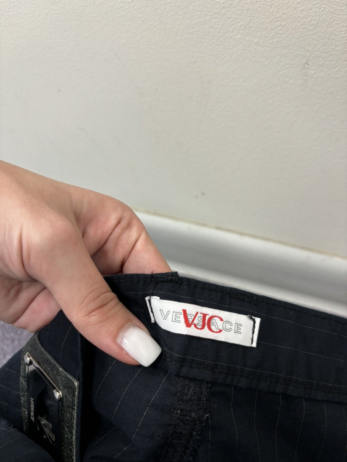 Versace Jeans Couture Versace Jeans Couture Women’s Pinstripe Navy Cotton Pants Size 32" / US 10 / IT 46 - 9 Thumbnail