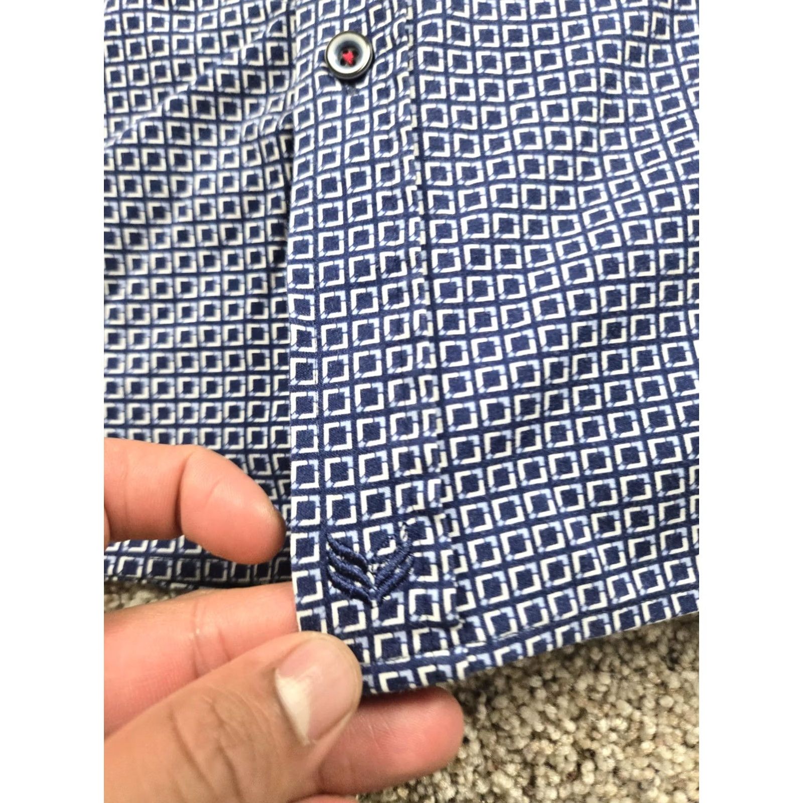 Buttero Butter Cloth Shirt Mens Large Blue Geometric Print Long Sleeve Button Up Casual Size US L / EU 52-54 / 3 - 4 Thumbnail