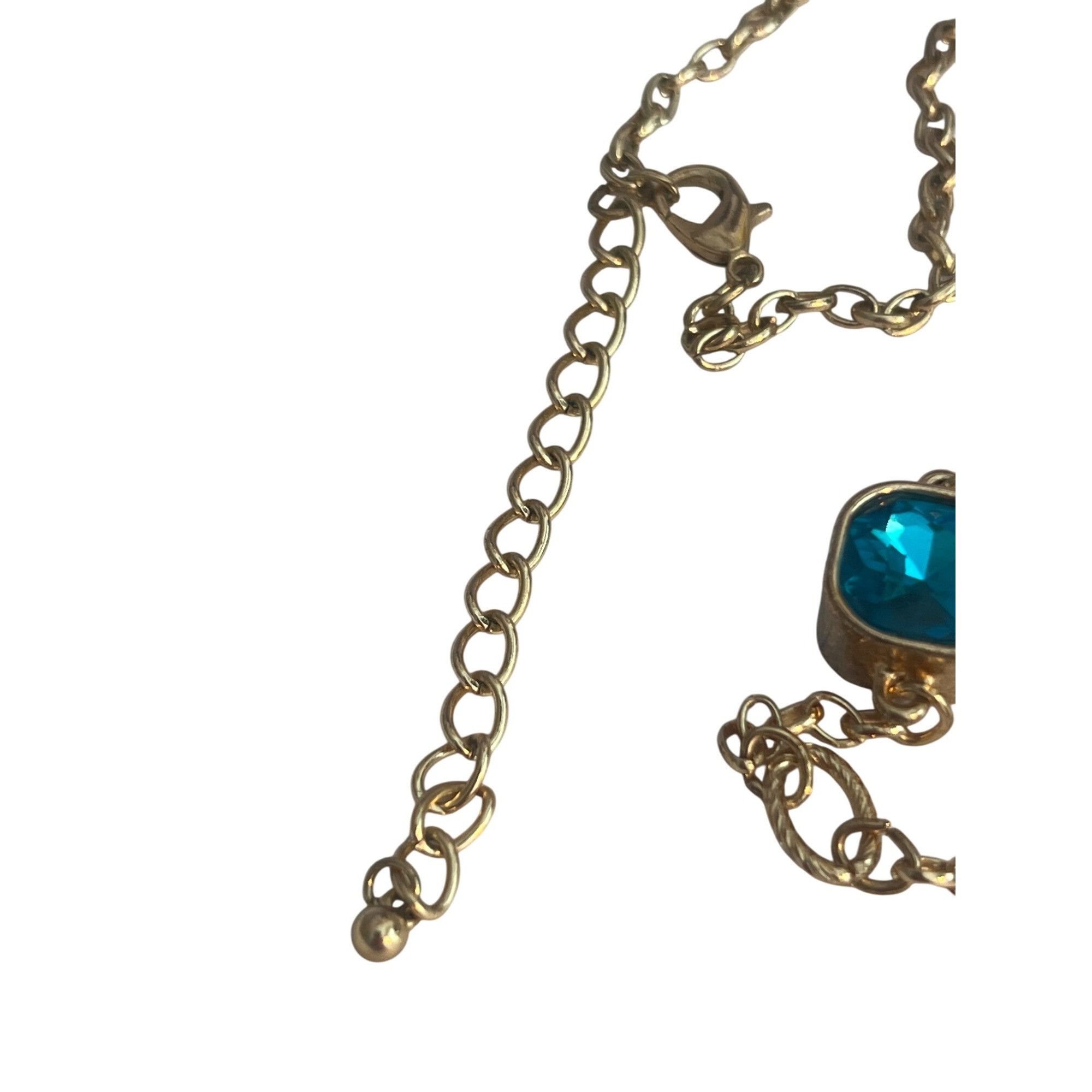 Other Gold Tone Chain Necklace Glass Stations Reversible Blue Pink Size ONE SIZE - 5 Thumbnail