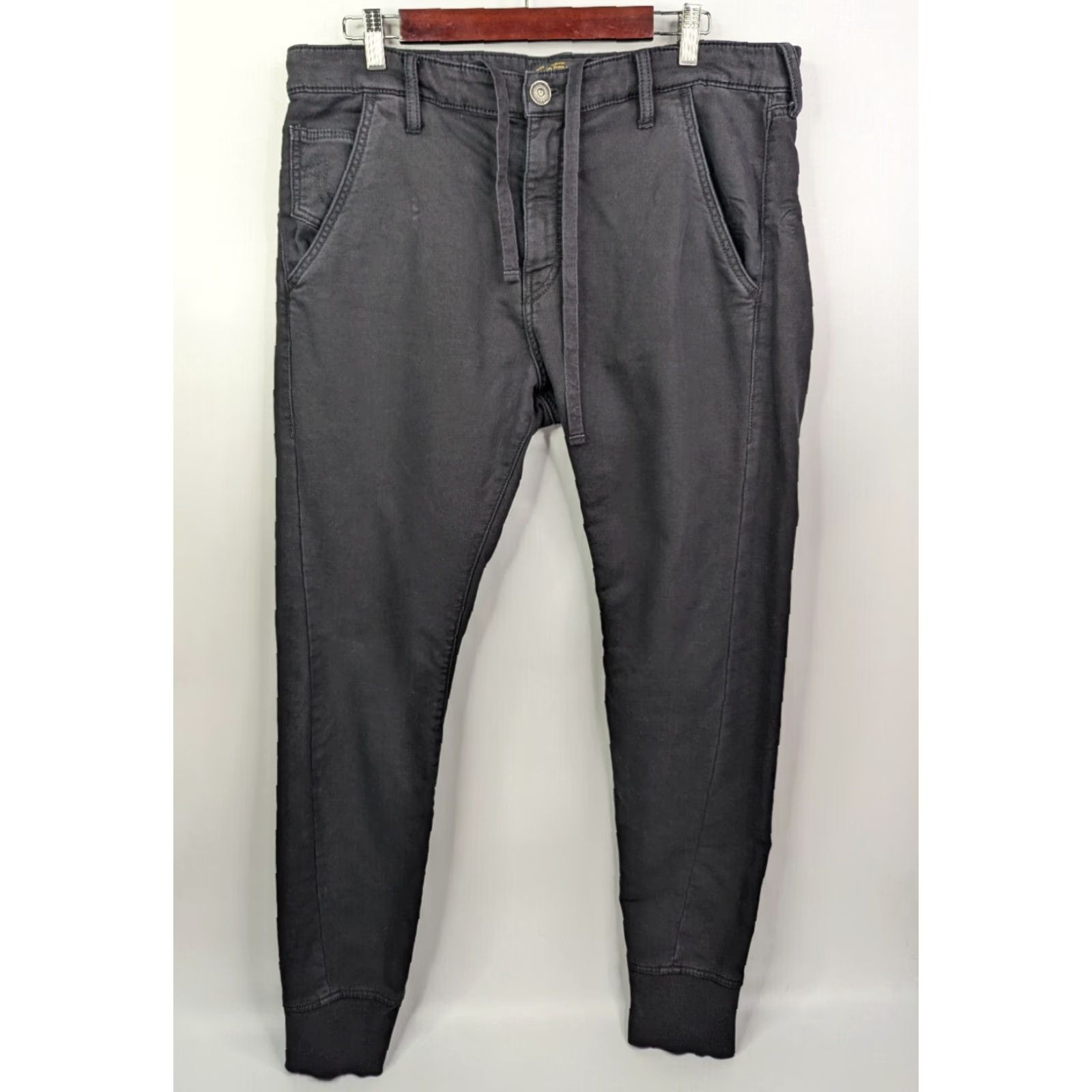 True Religion True Religion Jogger Relaxed Mens 37x33 Black Fleece Elastic Waist Drawstring Sweatpants Activewear Size US 37 - 2 Thumbnail