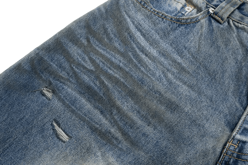 Japanese Brand Custom Distressed Ripped hole baggyJeans Size US 30 / EU 46 - 3 Thumbnail
