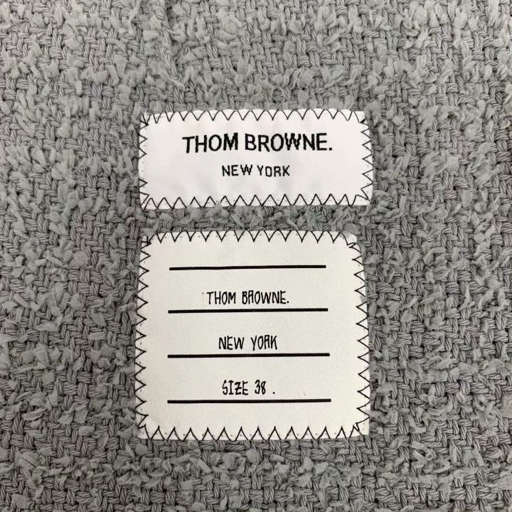 Thom Browne Thom Browne Gray Stripe Cotton Double-Breasted Jacket Size US S / EU 44-46 / 1 - 5 Thumbnail