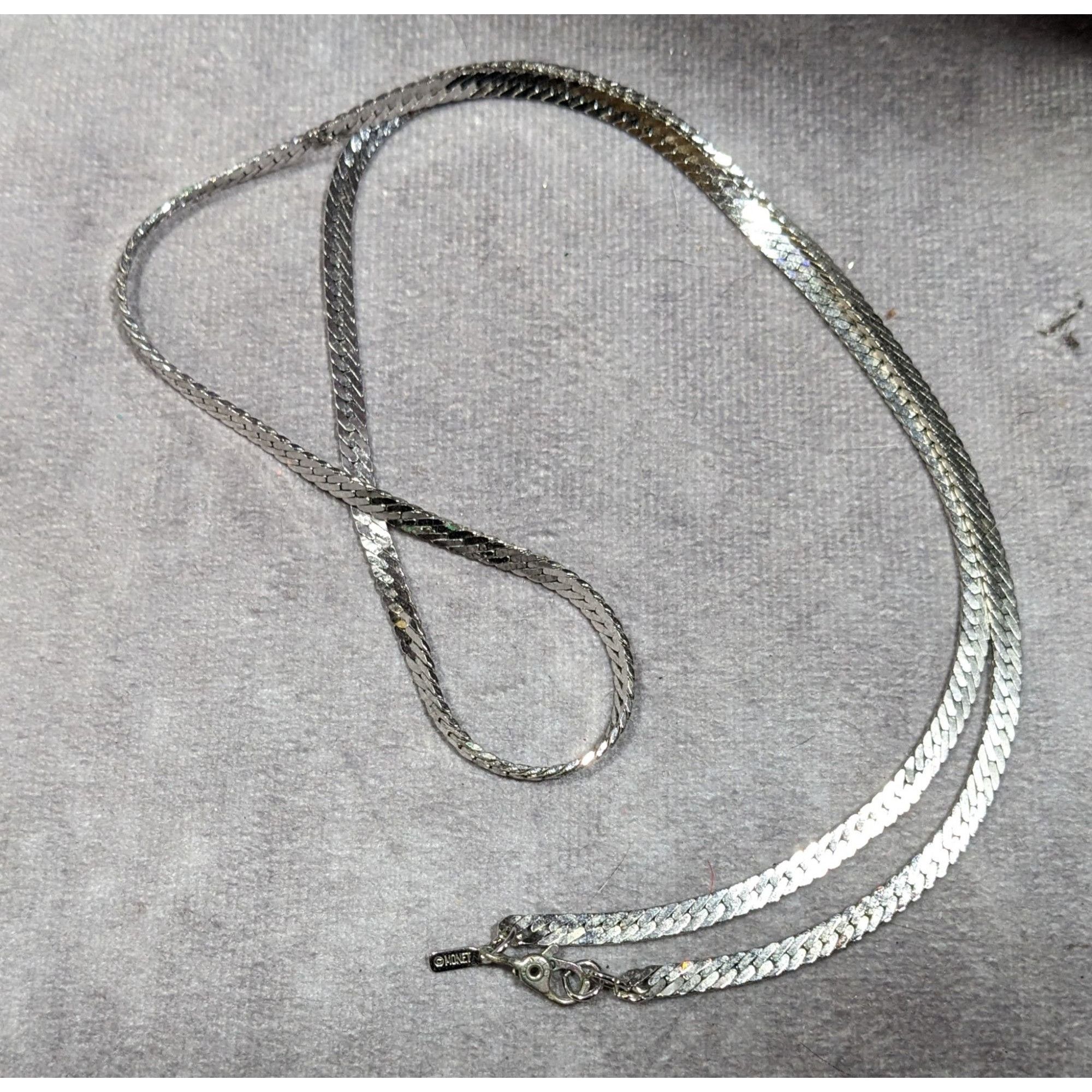 Monet Vintage Monet Herringbone Silver Tone Chain Necklace Size ONE SIZE - 7 Thumbnail