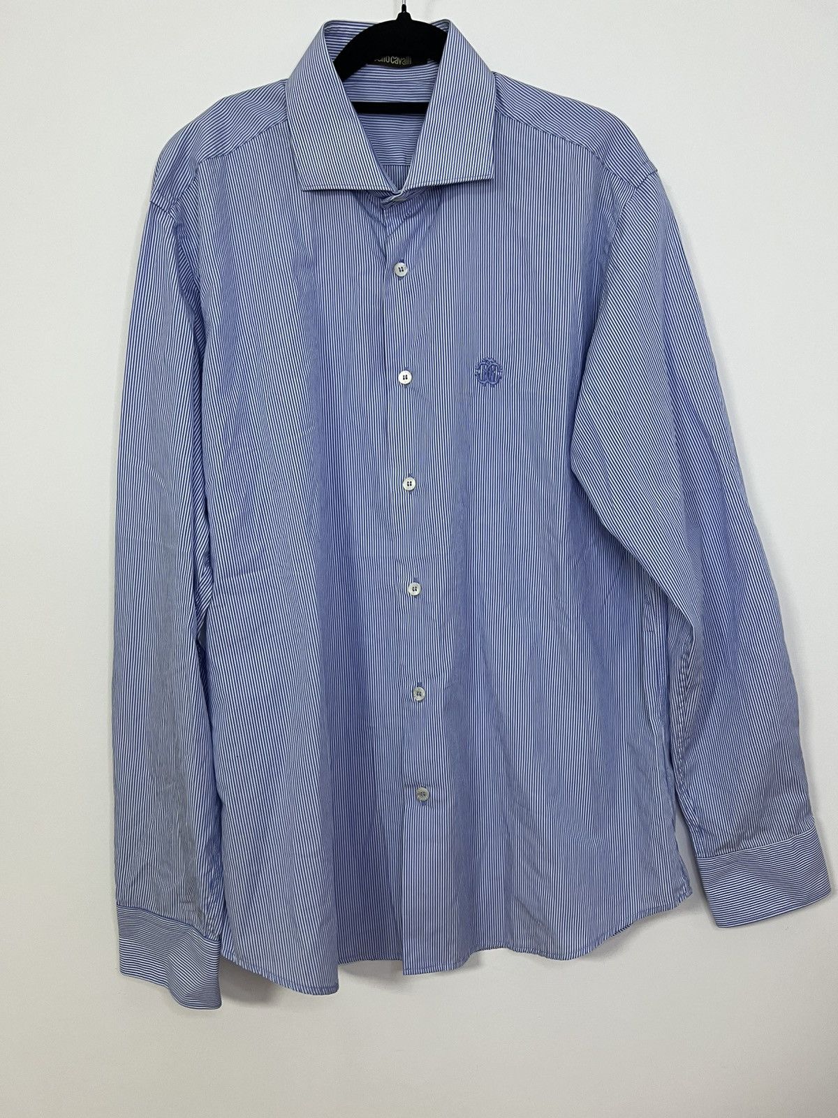 Roberto Cavalli Roberto Cavalli shirt timeless white blue L Size L / US 10 / IT 46 - 1 Thumbnail