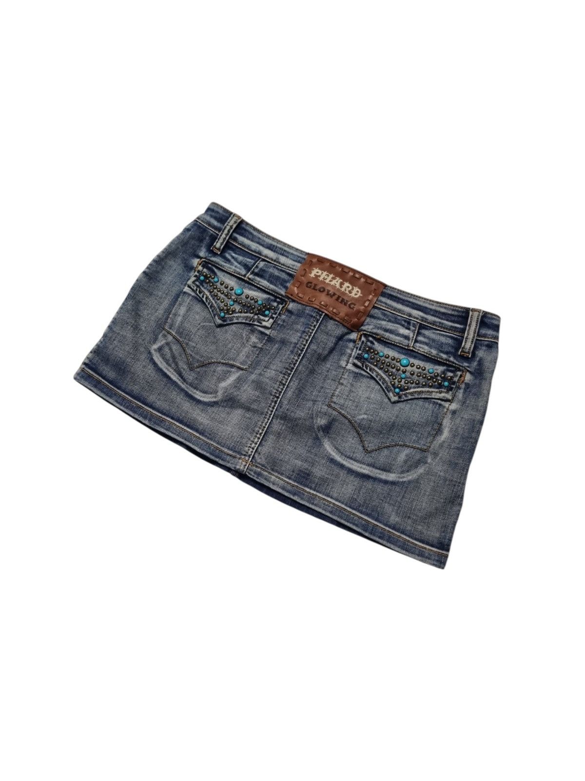 Vintage vintage Phard Glowing jeans leather skirt L country womens Size 29" - 3 Thumbnail