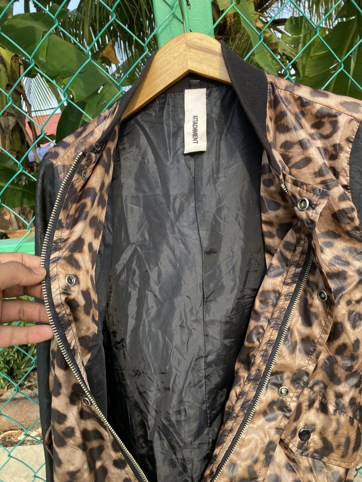 Kazuyuki Kumagai Attachment Kazuyuki Kumagai Leopard Print Leather Sleeves Bomber Jacket Size US M / EU 48-50 / 2 - 15 Thumbnail