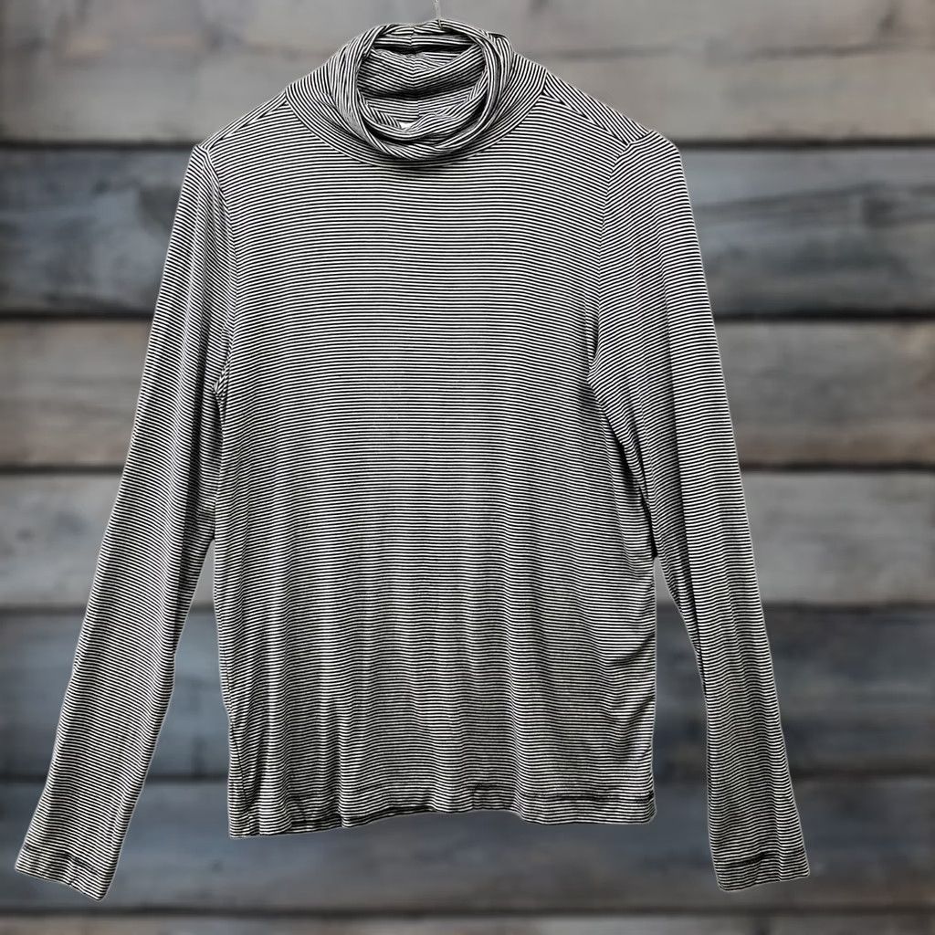 Loft Loft Turtleneck T Shirt Womens M Navy Blue White Striped Jersey Lightweight Size M / US 6-8 / IT 42-44 - 1 Thumbnail