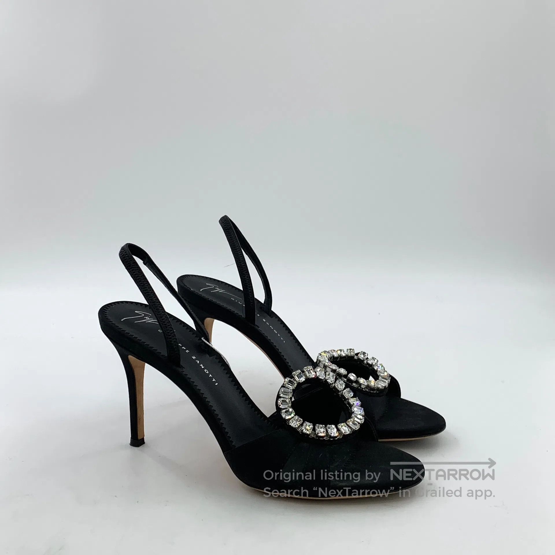 Giuseppe Zanotti Giuseppe Zanotti Black satin diamond-studded stiletto high Size US 6.5 / IT 36.5 - 2 Thumbnail