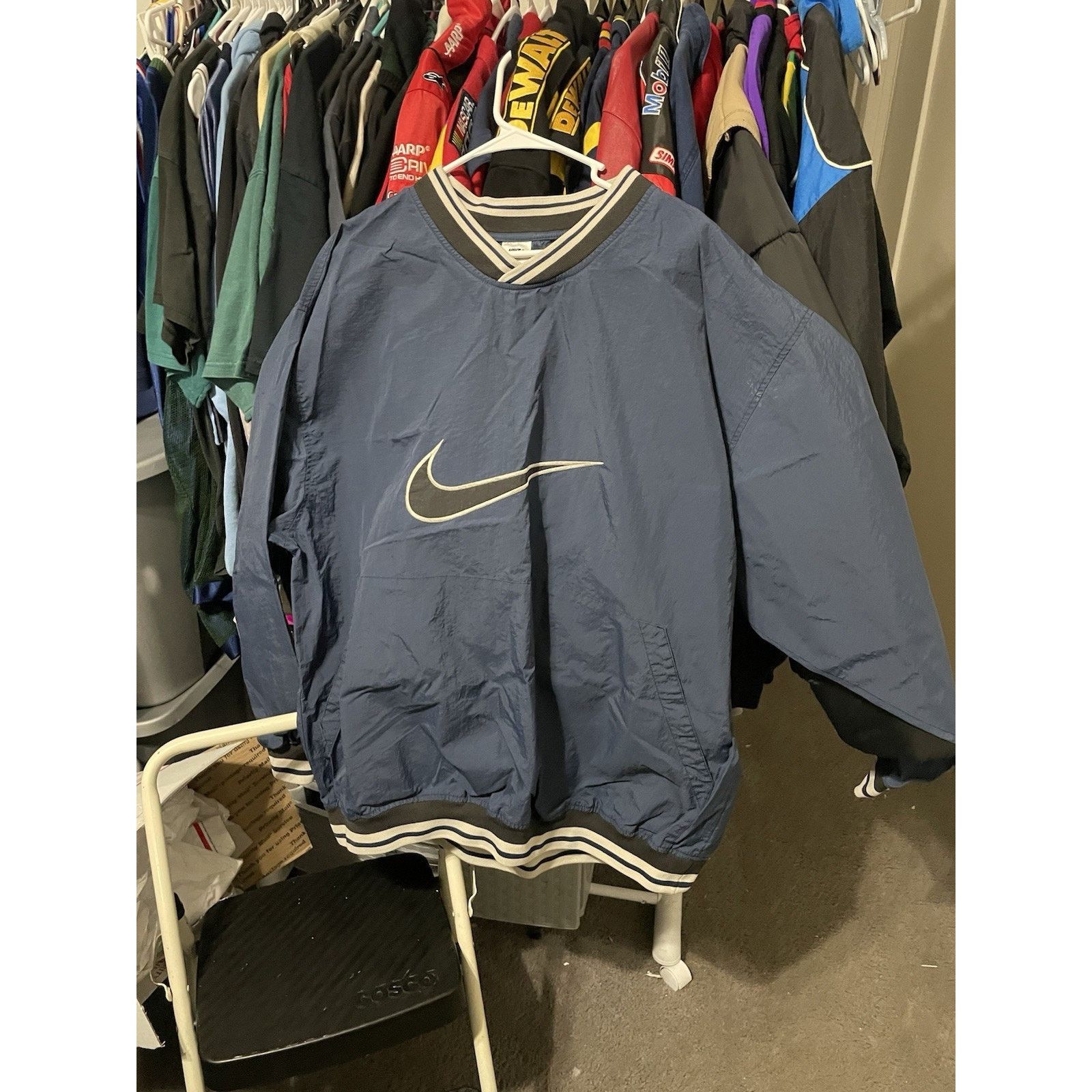 Nike Size 2XL-VTG 90’s Nike Jacket Blue Black Big Center Swoosh Size US XXL / EU 58 / 5 - 1 Thumbnail