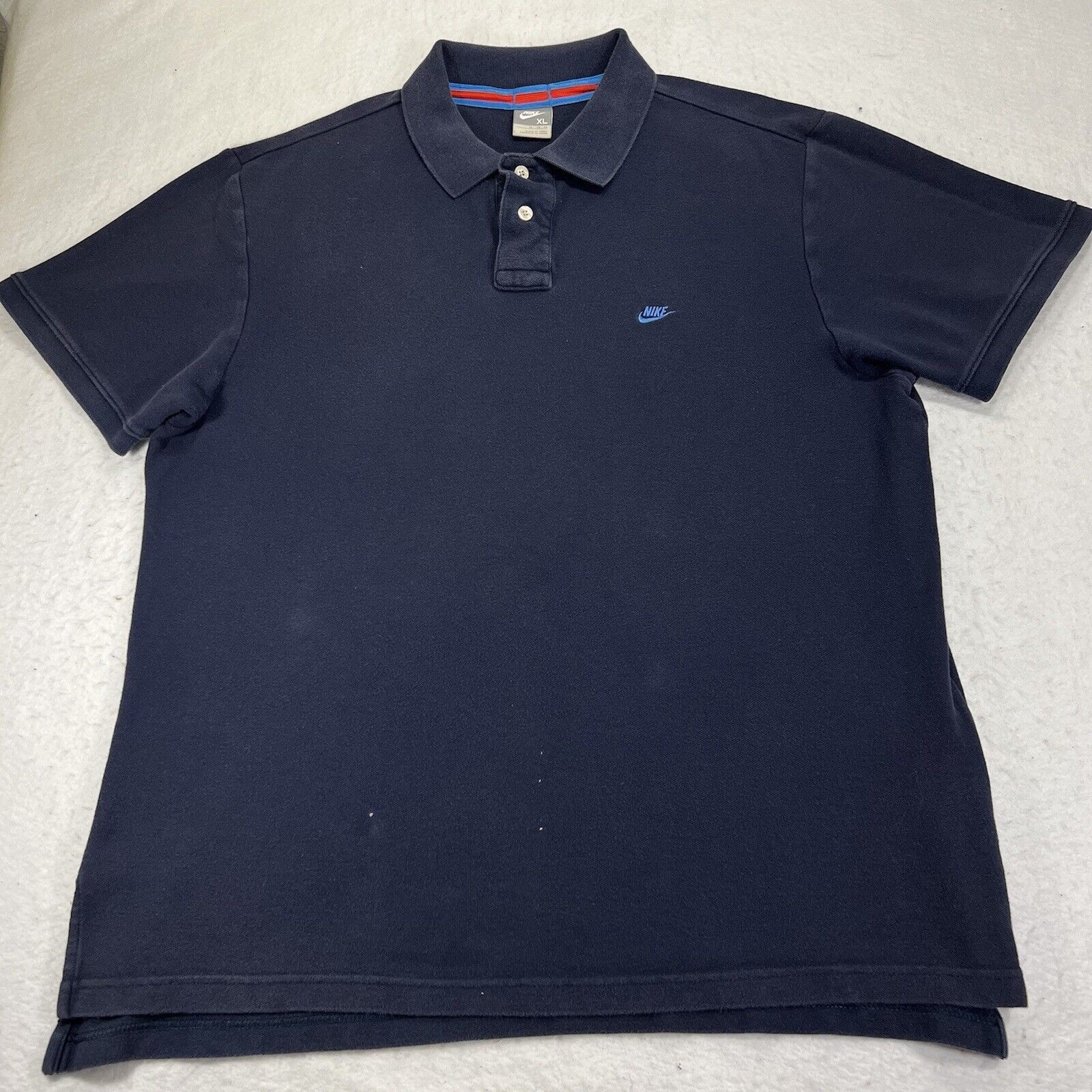 Nike Nike Navy Blue Polo Blue Swoosh Logo Collared Shirt Size US XL / EU 56 / 4 - 1 Thumbnail
