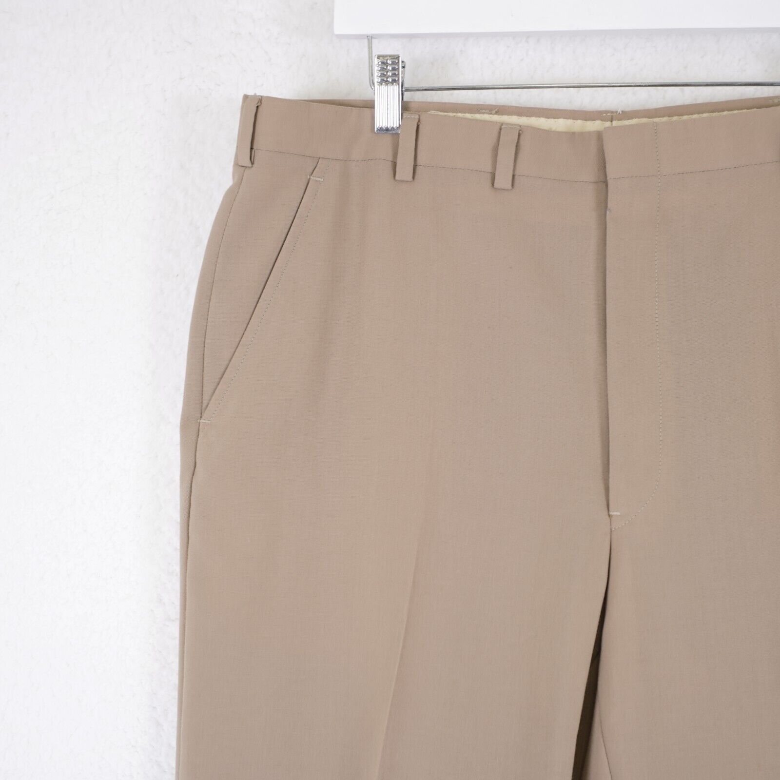 Hart Schaffner Marx Hart Schaffner Marx Tan Wool Flat Front Mid Rise Dress Pants Size 38R - 2 Thumbnail