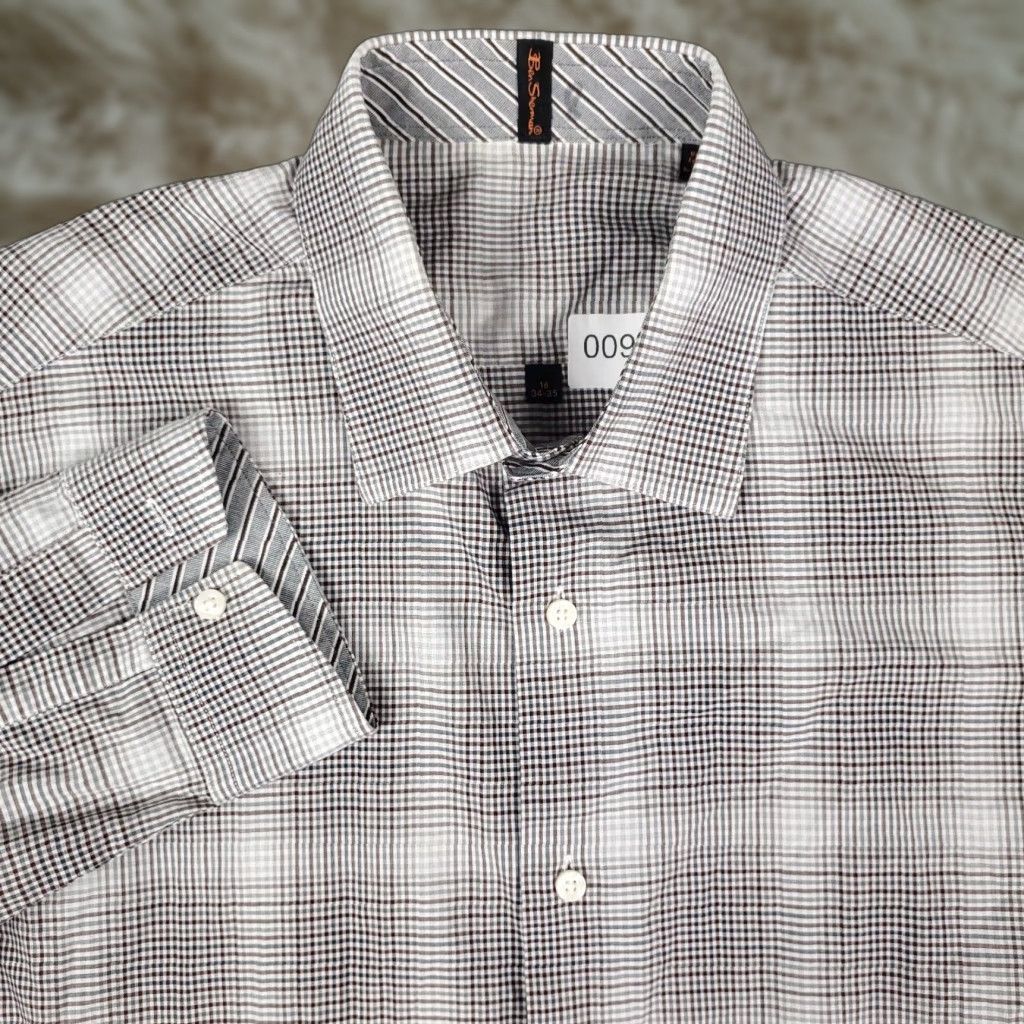 Ben Sherman VINTAGE Ben Sherman Gray Plaid Dress Shirt Men 16 Regular 34/35 Long Sleeve Button Up Size 42R - 1 Thumbnail