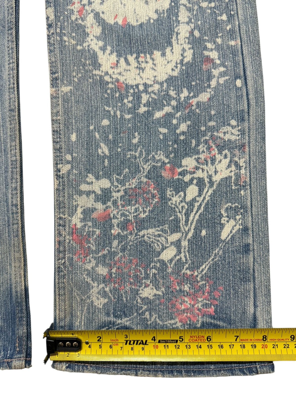If Six Was Nine Vintage 90s Japan Double Waist Faded Paint Splatter Skull Size US 31 - 15 Thumbnail