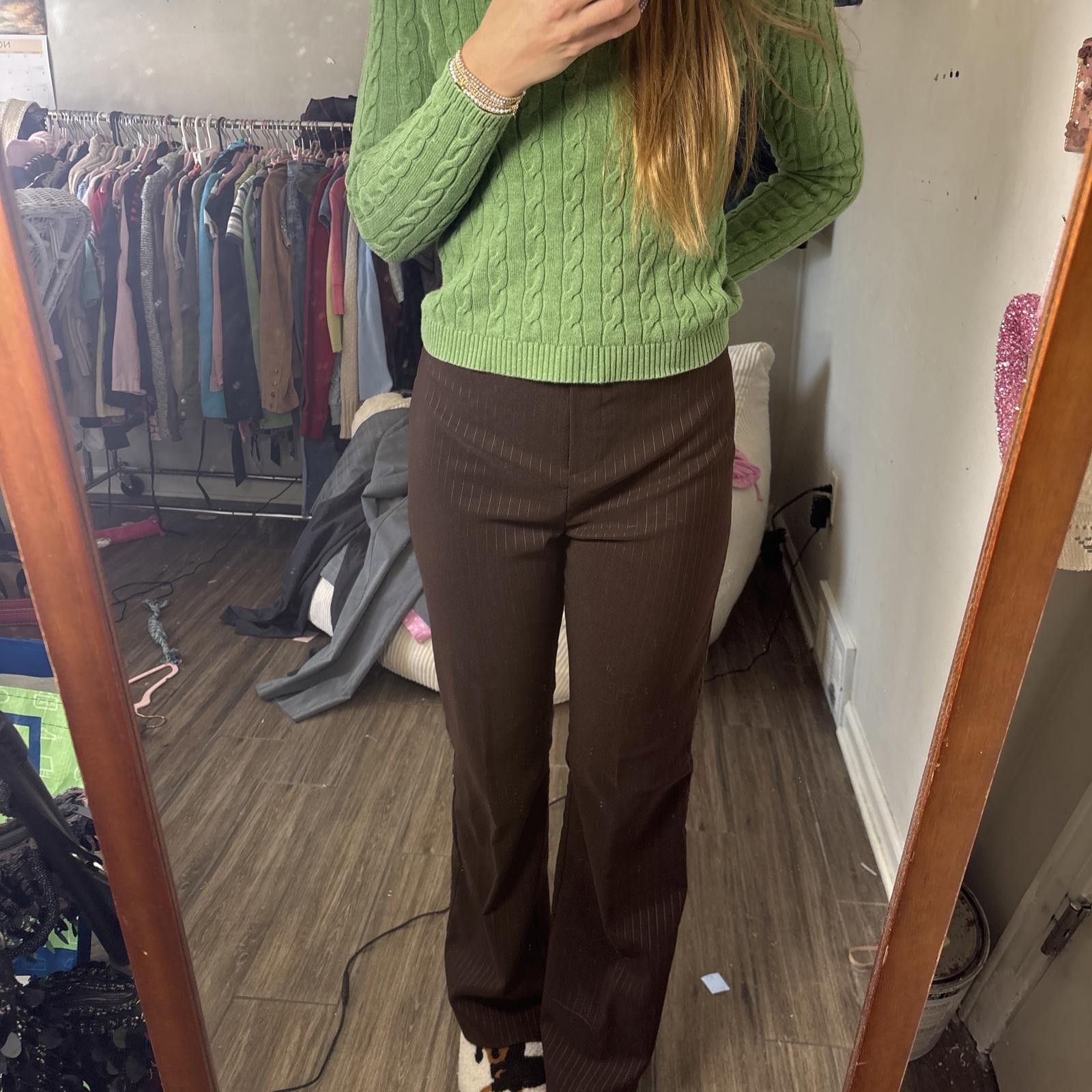 Other y2k office siren brown pin stripe trousers Size 32" / US 10 / IT 46 - 2 Thumbnail