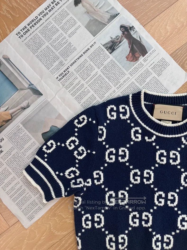 Gucci Gucci Logo jacquard full print knitted short sleeves Size S / US 4 / IT 40 - 6 Thumbnail