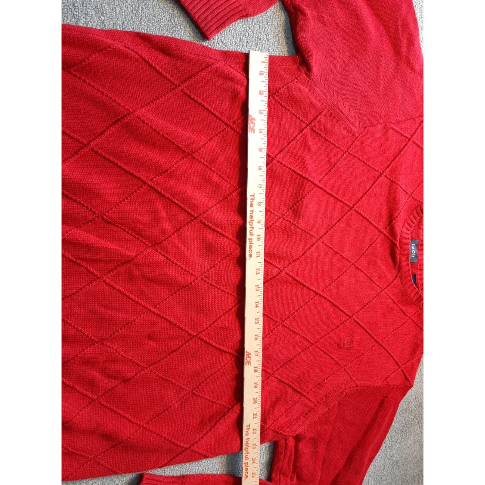 Izod VINTAGE Izod Mens Sweater XL Red Long Sleeve Cotton Knit Size US XL / EU 56 / 4 - 5 Thumbnail