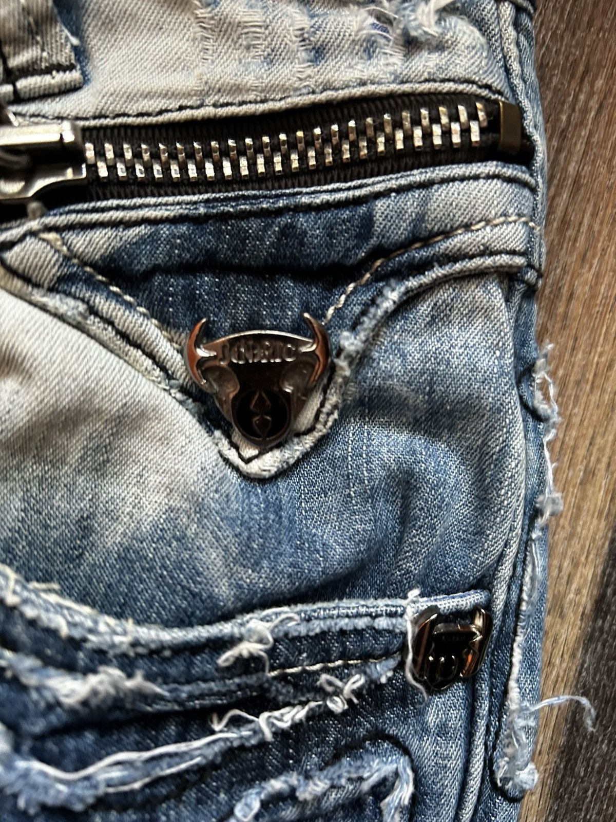 If Six Was Nine Vintage Jeneric patched distressed moto denim jeans Size US 32 / EU 48 - 5 Thumbnail