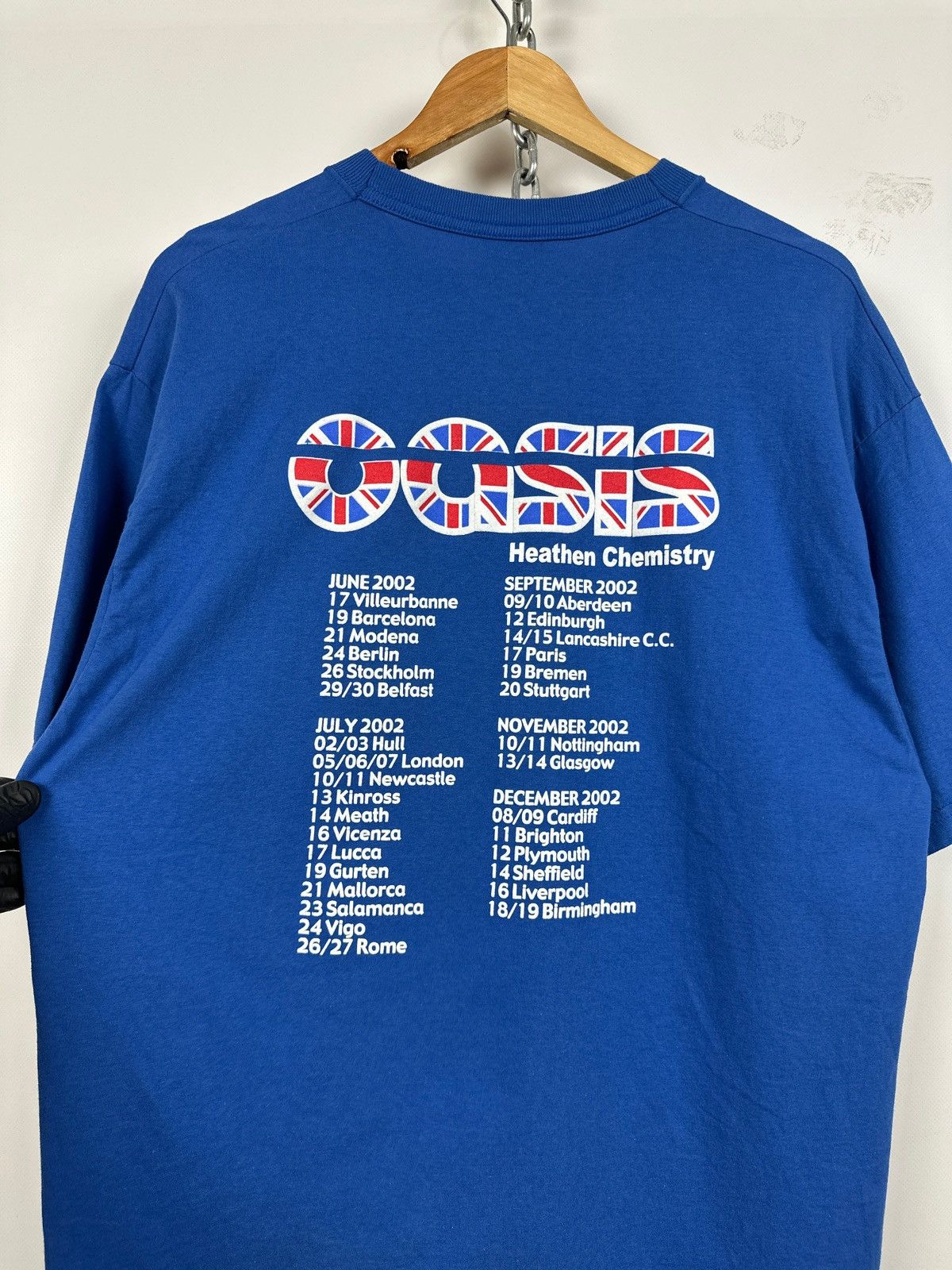 Band Tees 2002 Vintage Oasis Heathen Chemistry Tour Blue Band T-Shirt Size US XL / EU 56 / 4 - 15 Thumbnail