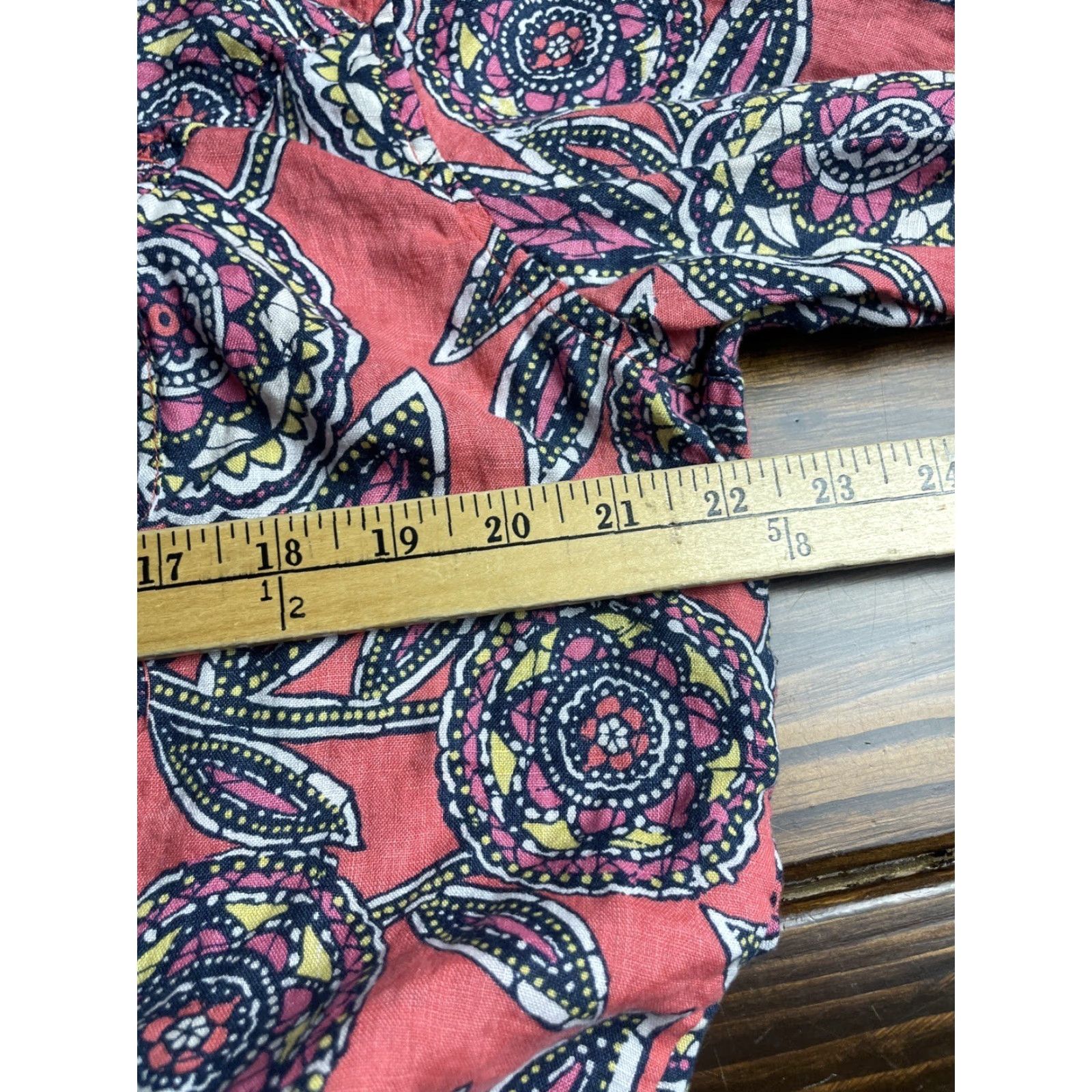 Charter Club Charter Club Shirt Women's 16W Pink Floral Paisley Linen Blend 3/4 Sleeve Blouse with Round Neck Womens Size XXL / US 16-18 / IT 52-54 - 6 Thumbnail